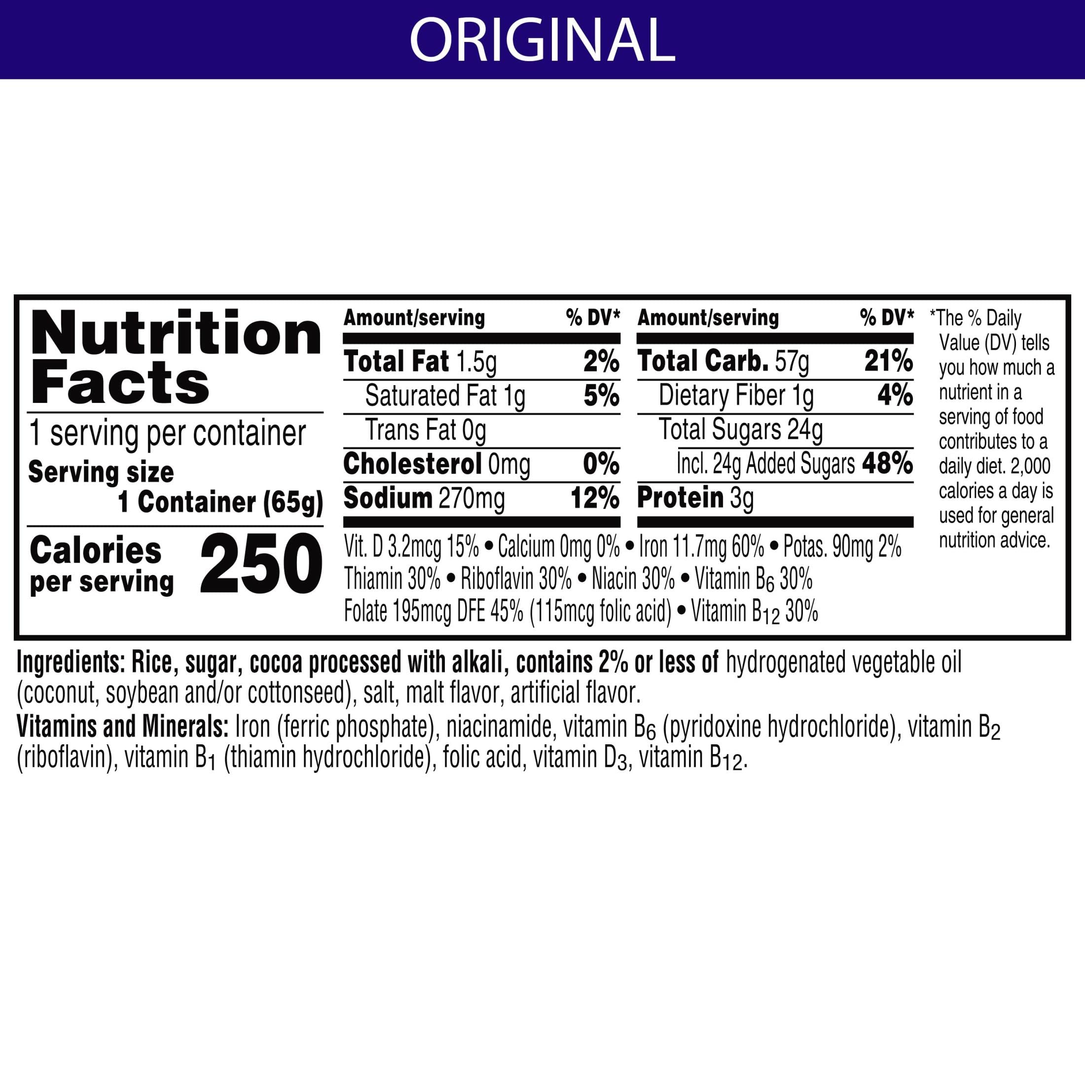Kellogg's Cocoa Krispies Breakfast Cereal Cups, Kids Snacks, Cereal Cups to Go, Original, 27.6oz Case (12 Cups)