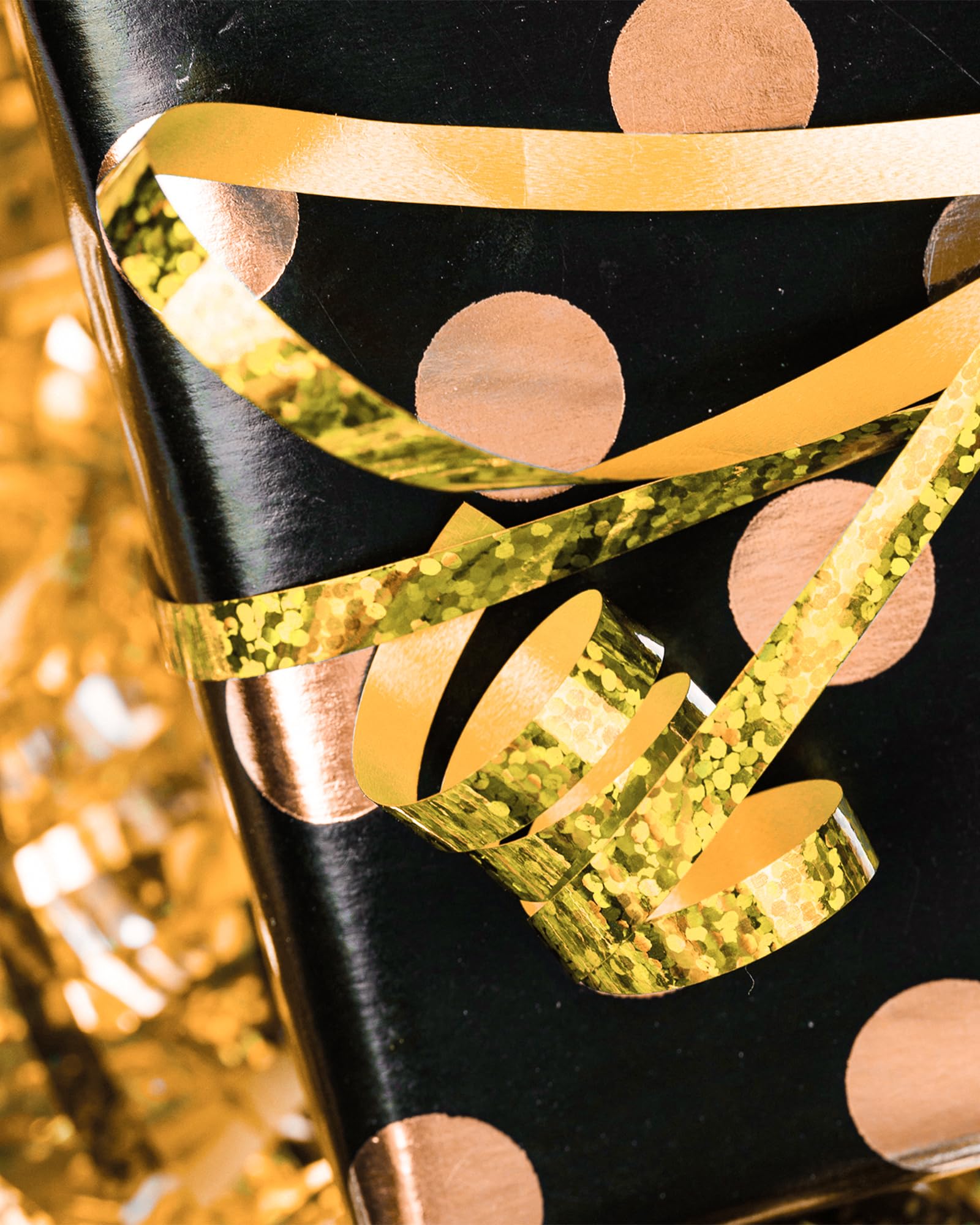 PartyWoo Gold Iridescent Crimped Ribbon - 600 Yards (6 Rolls, 100 Yards/Roll) for Balloons, Craft, Gift Wrapping, Wedding, Florist Flowers