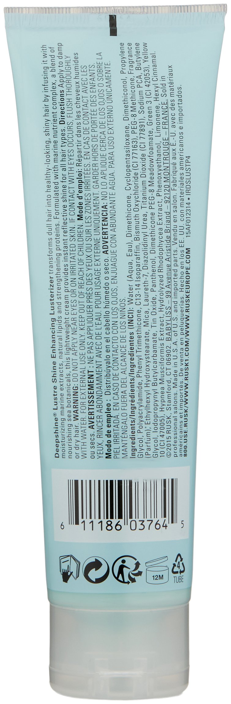 RUSK Deepshine Lustre Shine Enhancing Lusterizer, Detangles, Provides Shine, and Reduces Frizz, 4.4 oz.