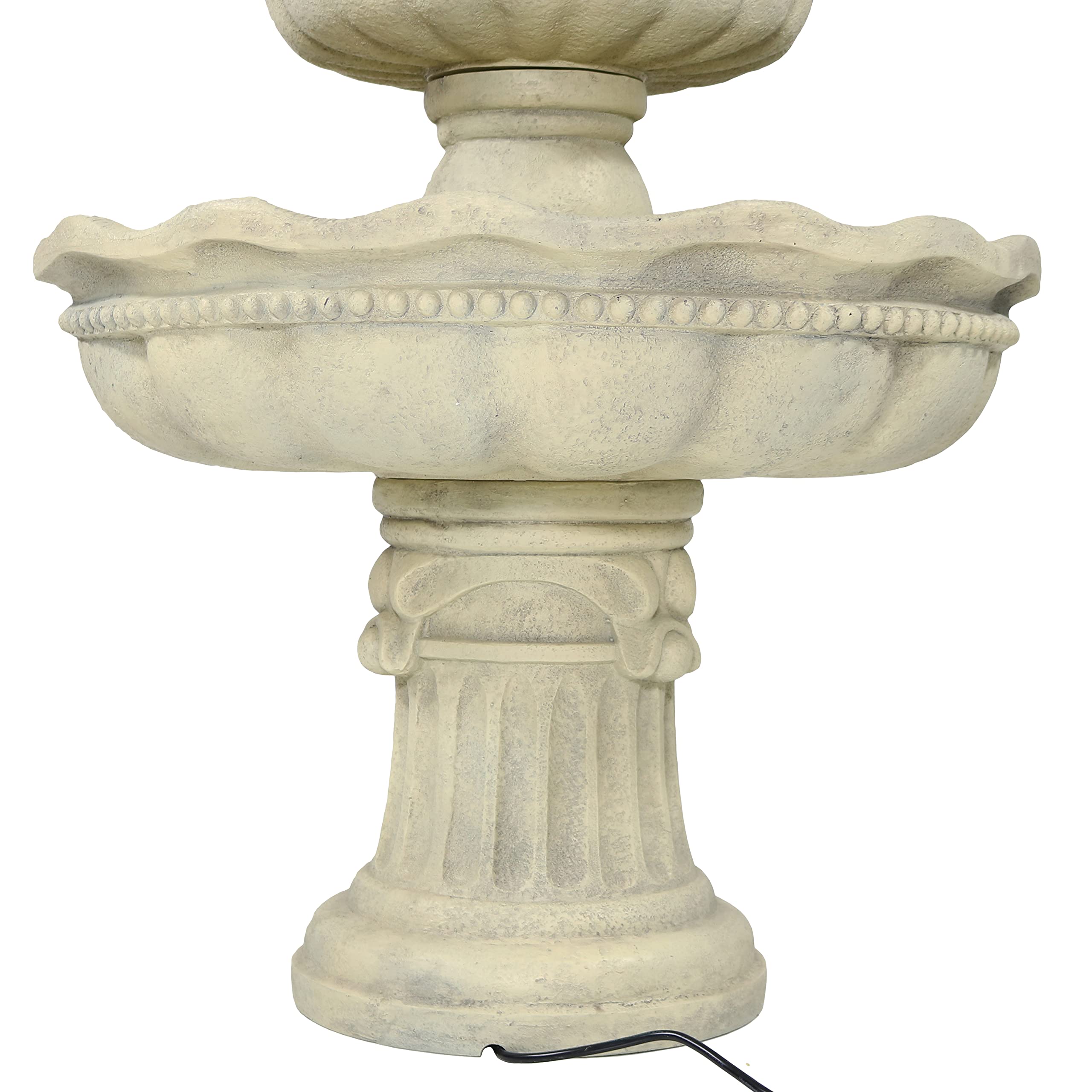 Sunnydaze 51-Inch Electric Water Fountain - Outdoor Water Feature - 3-Tier Outdoor Fountain with Pineapple Top - White