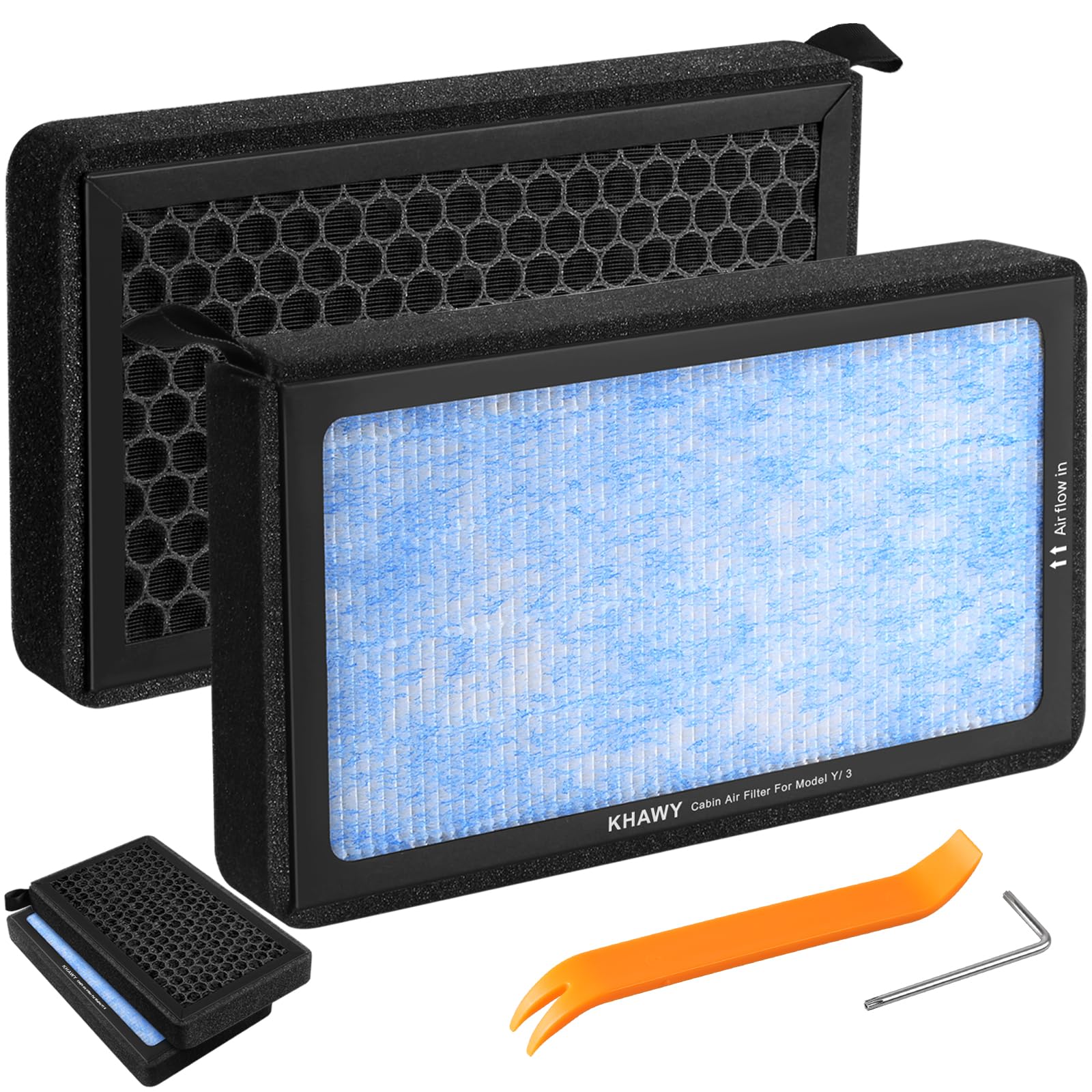 Tesla Model 3 Cabin Air Filter Model Y HEPA Air Intake Replacement 2 Pack with Activated Carbon Tesla Accessories, 2016-2025