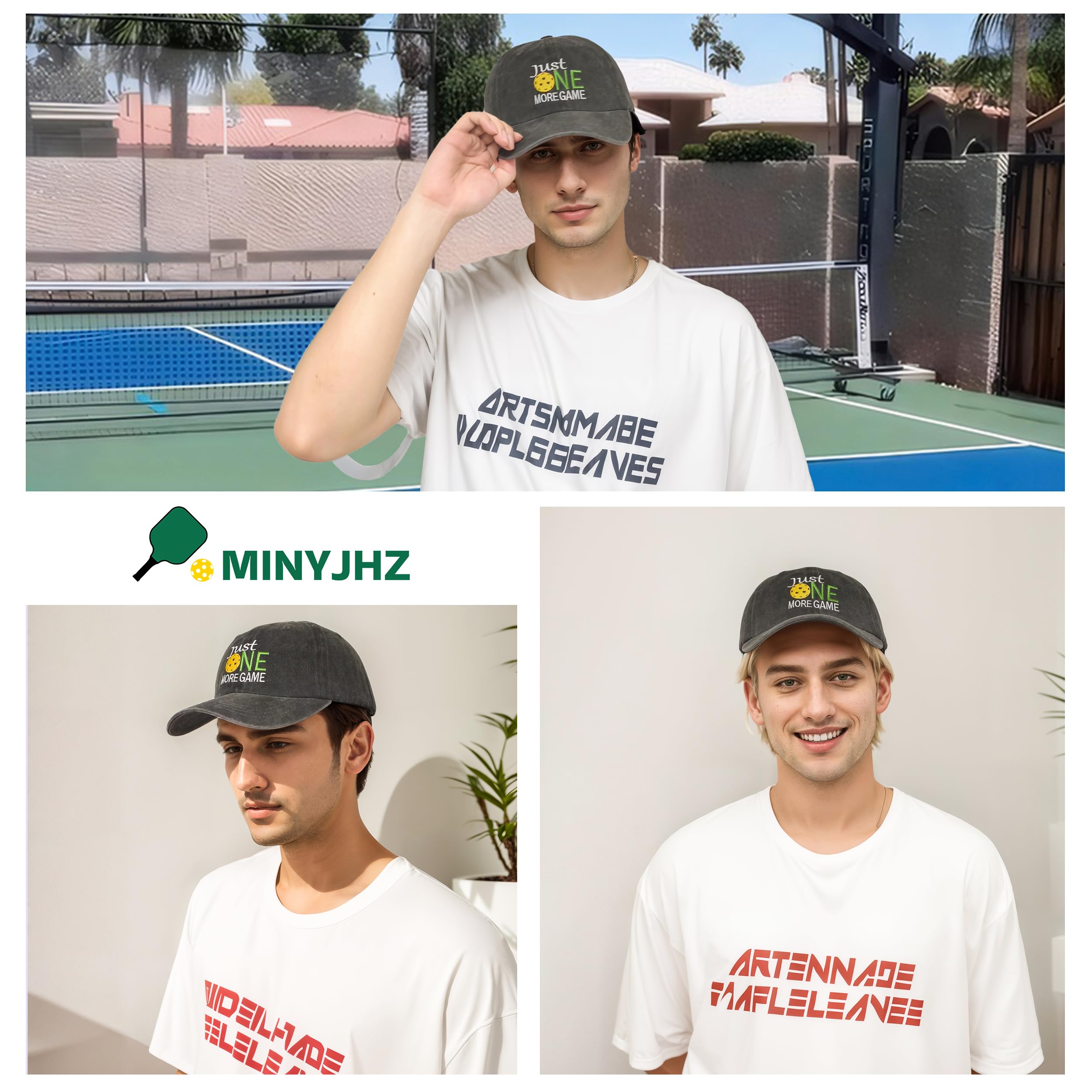 Pickleball Hat - Pickleball Gifts for Men Women - Washed Adjustable Embroidered Baseball Cap with Gift Box Black