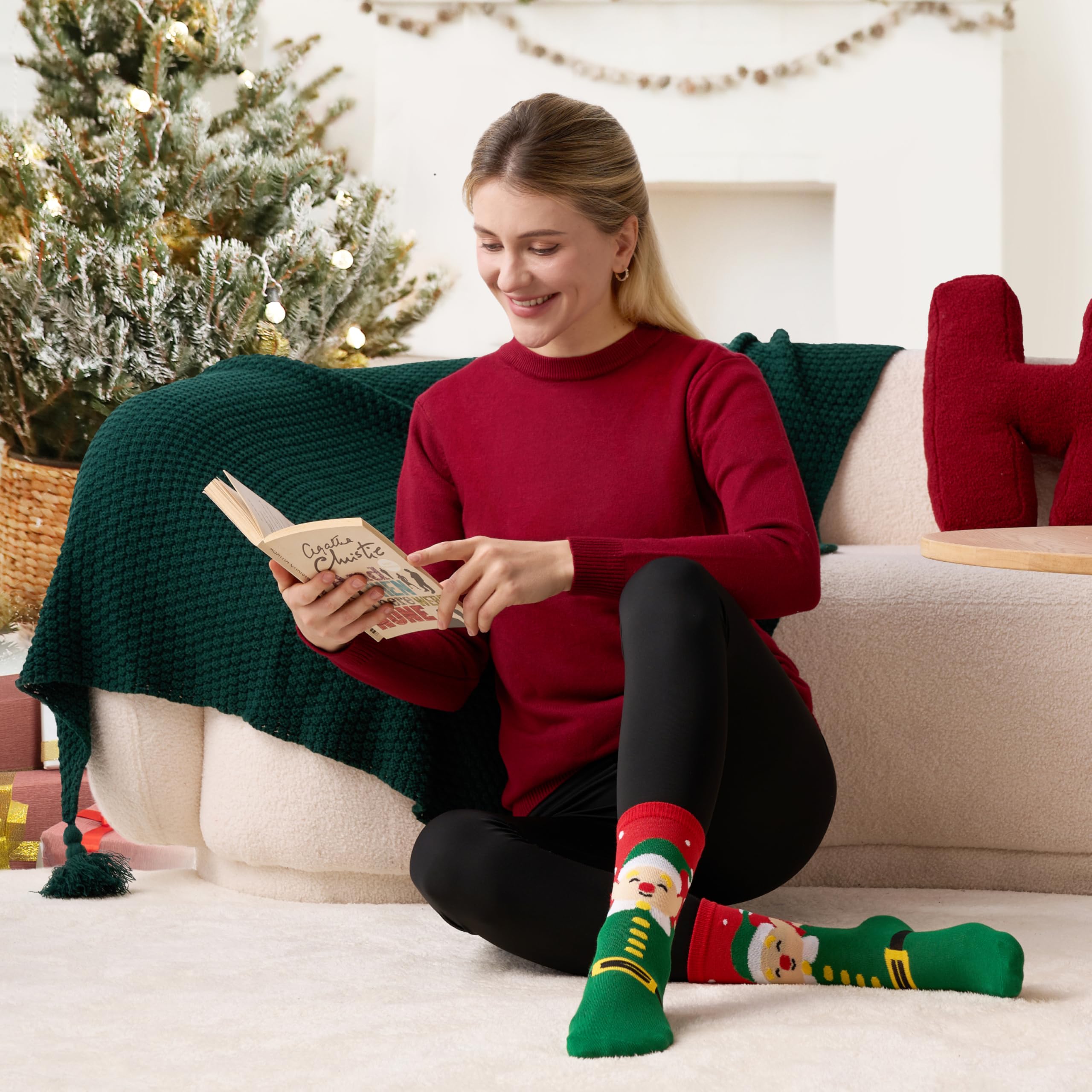 JOYIN 12 Pairs Christmas Socks Warm Soft Cotton Christmas Socks for Women Men for Christmas, Holiday or Birthday Gift