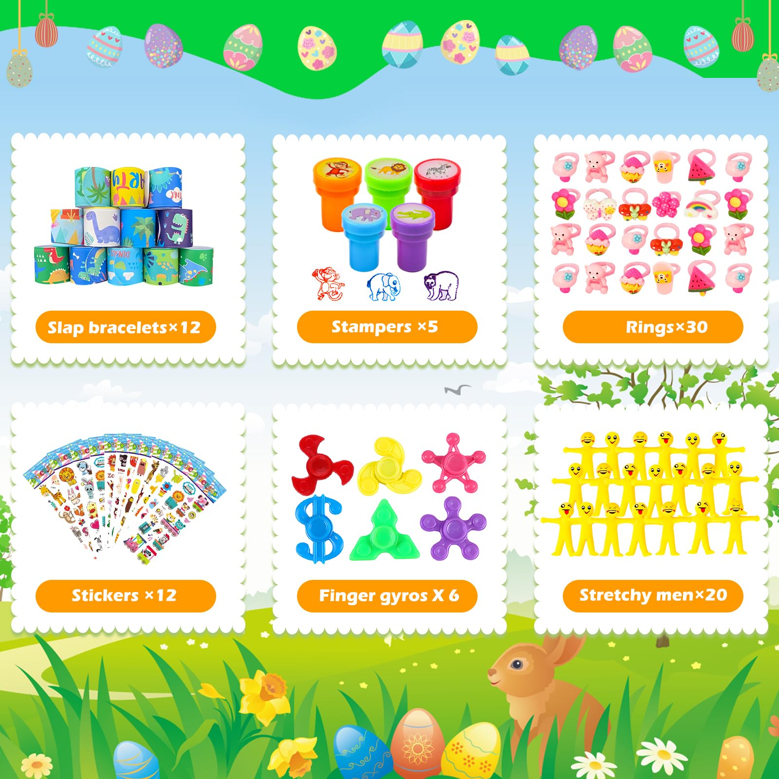 GOAUS Easter Egg Fillers Party Favors for Kids, 220 Pcs Small Toys Prizes Bulk, Goodie Bags Stuffers, Treasure Box Toys for Classroom, Prize Box Birthday Goody Bag
