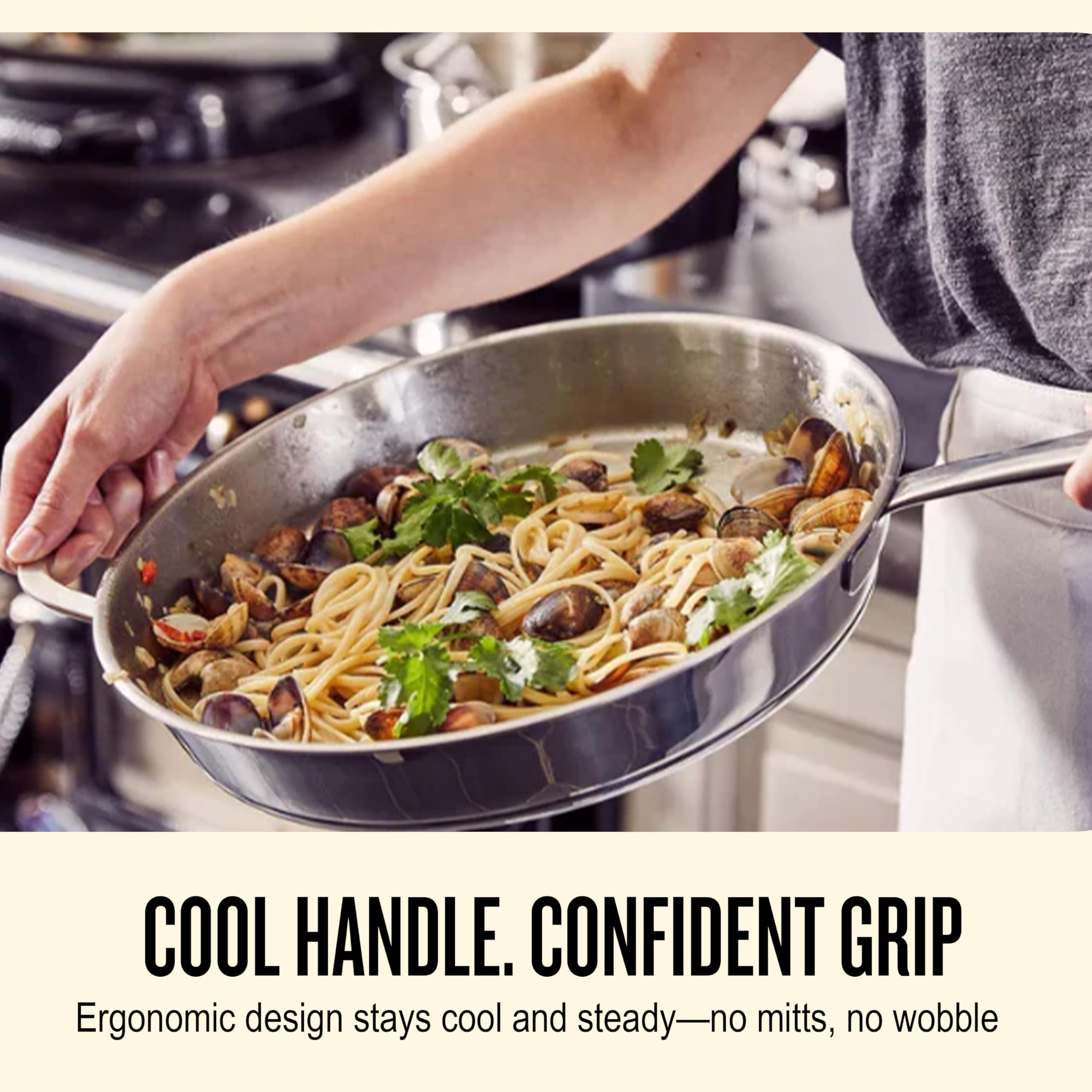 Alva Maestro 5-Ply Stainless Steel Frying Pan 8″ – Non-Toxic, Made without PFAS/PFOA/PTFE – Pro-Level Heat Control for No Hotspots, Induction & Oven Safe, Works on All Stovetops, Perfect Searing