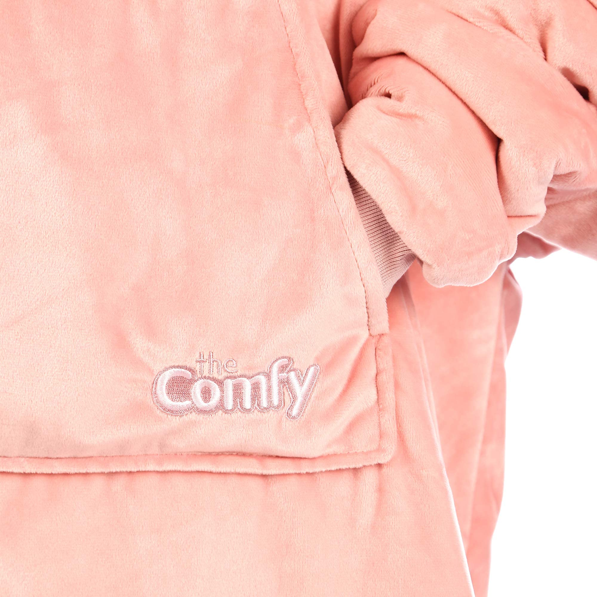 THE COMFY Original Quarter Zip | Oversized Microfiber & Sherpa Wearable Blanket with Zipper, Seen On Shark Tank, One Size Fits All (Blush)