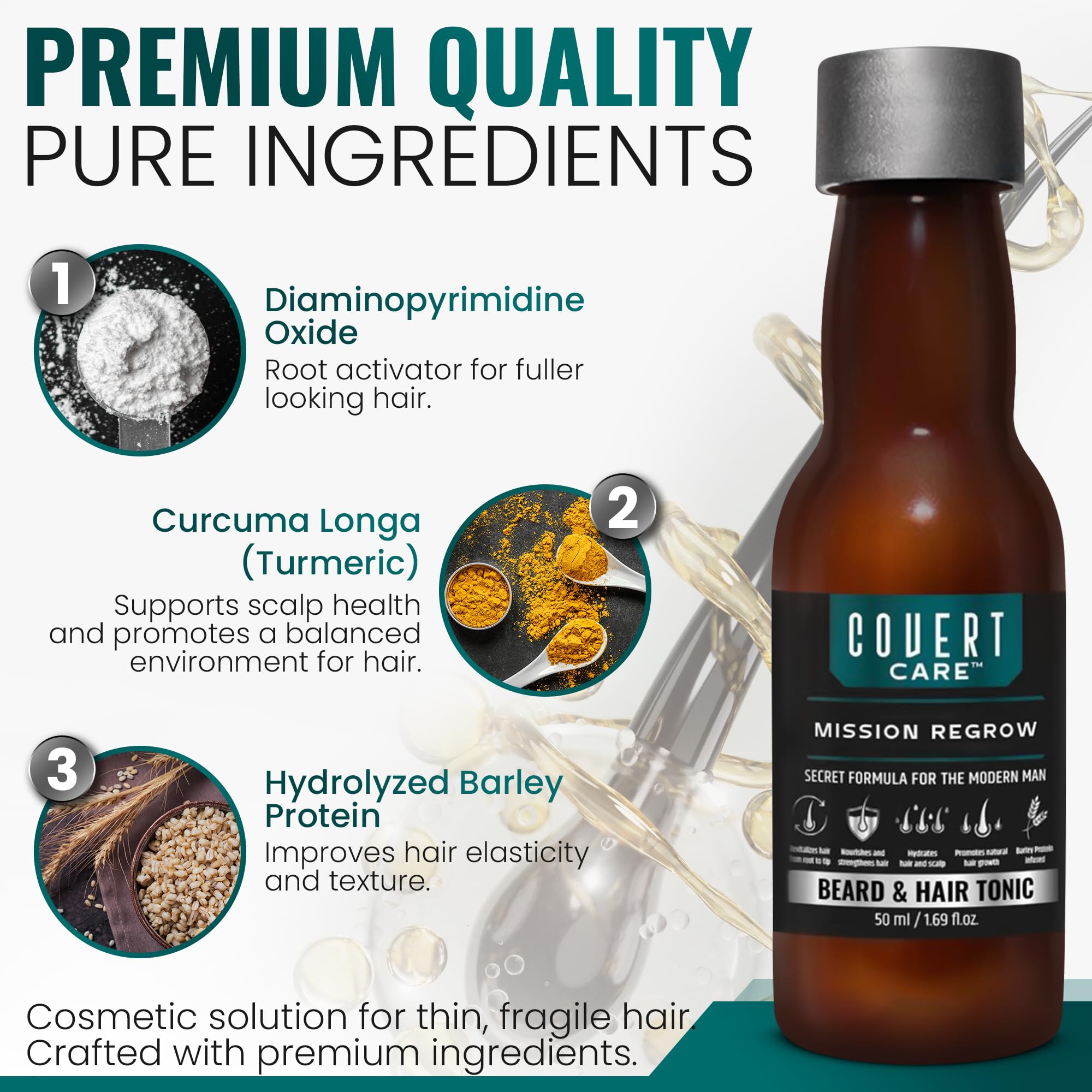 Hair and Beard Thickening Serum for Men ā Lightweight Root Activator for Thinning Hair, Scalp Nourishment for Fuller, Stronger-Looking Hair