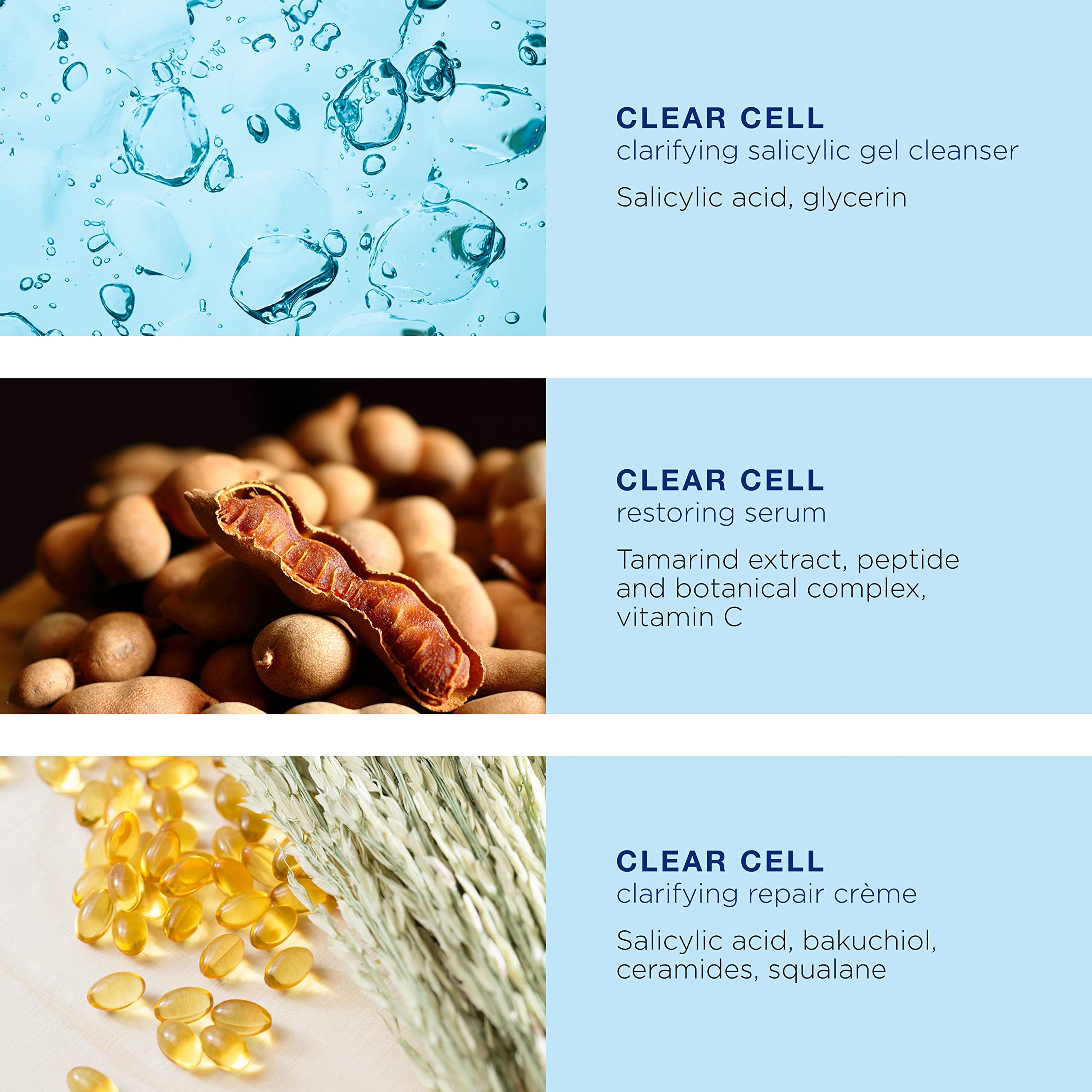 IMAGE Skincare, Clear Cell 3-Step Introductory Regimen Set for Clear Pores and Healthy Looking Skin, Holiday Ltd. Edition, White, 3.2 Ounce