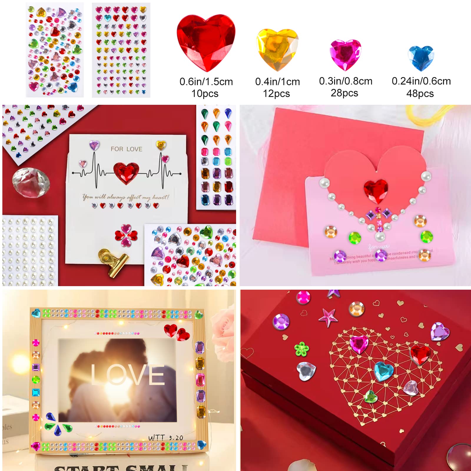 2774pcs Gem Stickers Jewels for Crafts - Self Adhesive Rhinestone Jewel Stickers, Stick on Gems Rhinestones for Crafts, Acrylic Bling Heart Stickers, Craft Supplies for Kids