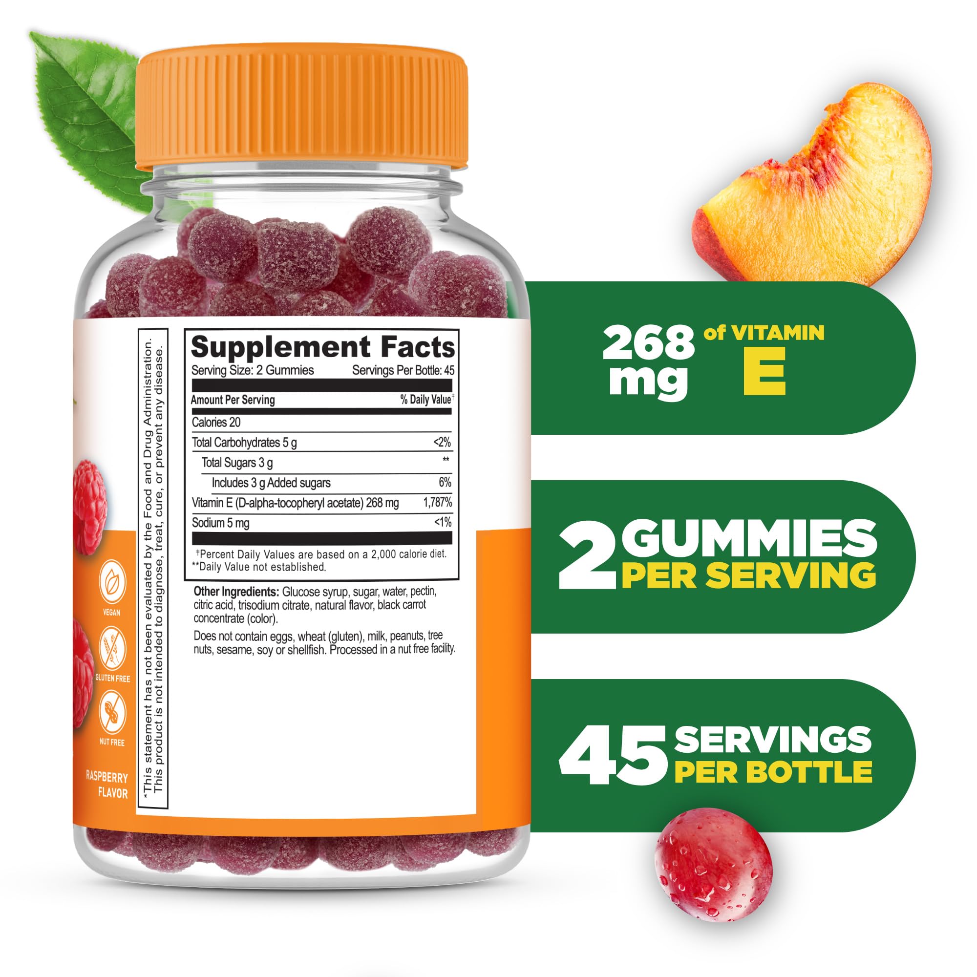 Lifeable Vitamin E Gummies | 268mg | Great Tasting Vitamin E Supplements | Skin, Eye Health and Immune Function Support | VIT E for Adults, Men, Women | 90 Gummies