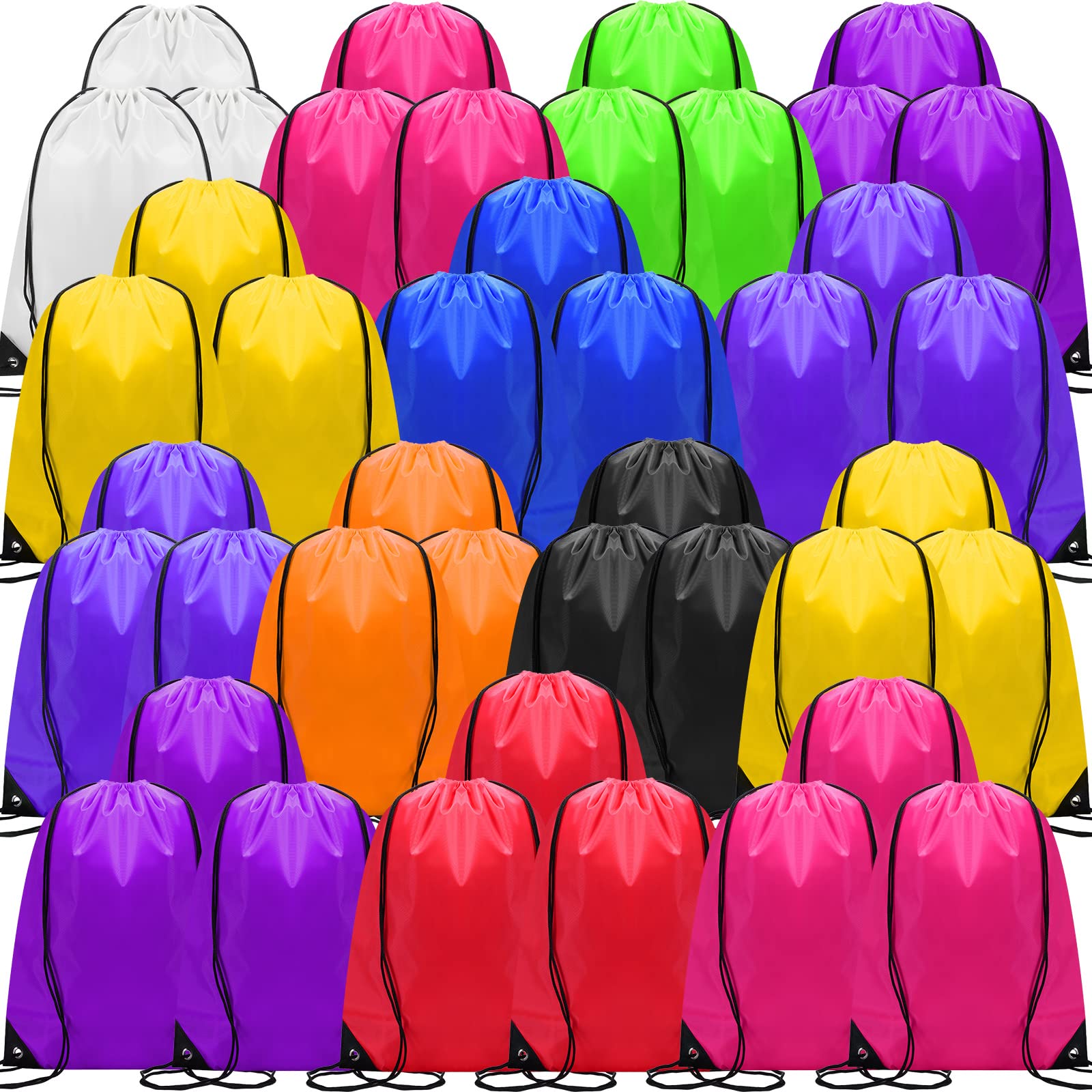 Shappy Drawstring Backpack Bulk Sports Drawstring Bags Gym Cinch Bag Polyester String Bag for Men Women Children(10 Colors)