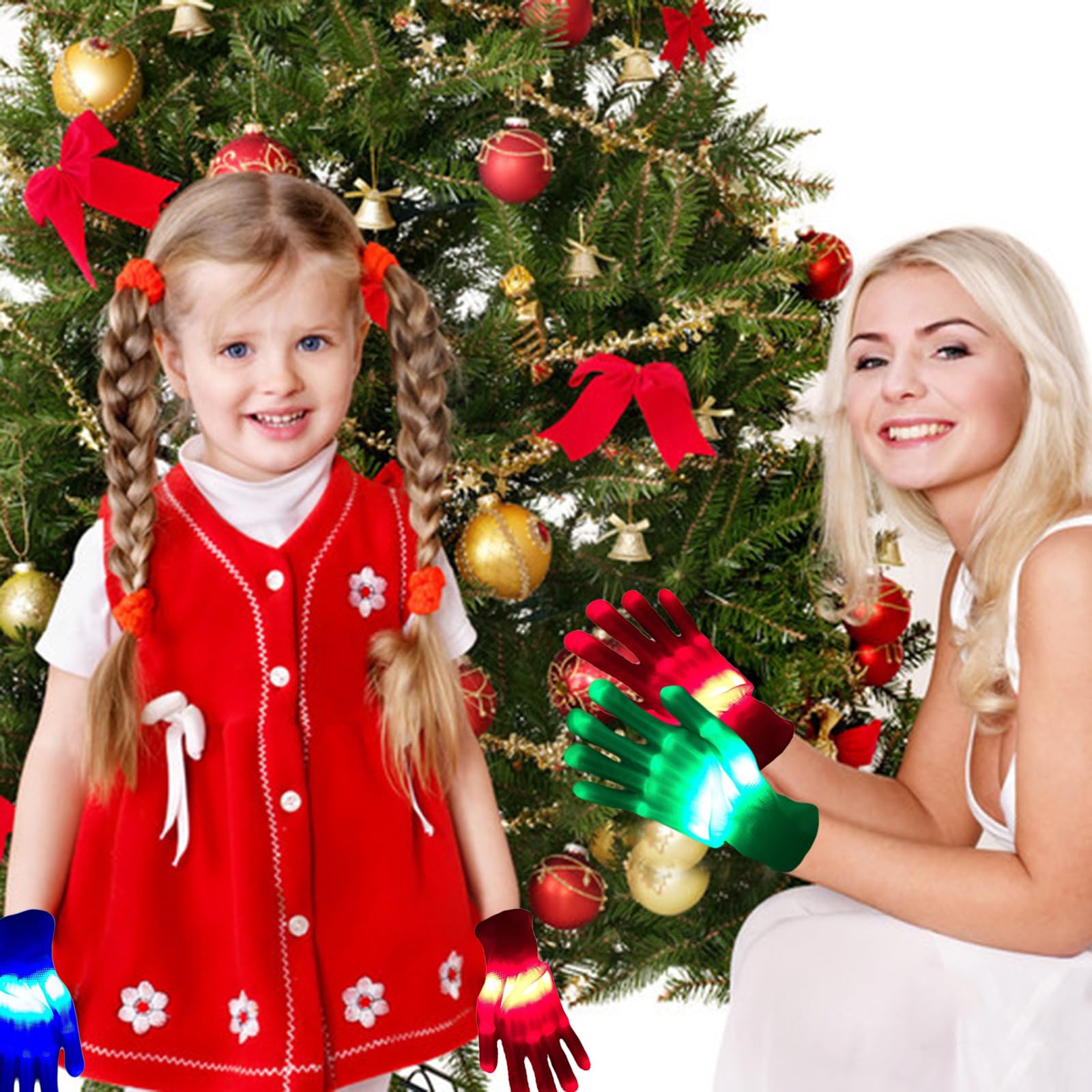 VABX-Purple Led Gloves Light Up Toys 3 colors Flash 10 Mode for Boys Girls Birthday Halloween Christmas Gifts Stocking Stuffers Rave Party Favor Kids Adults(1 Pair)