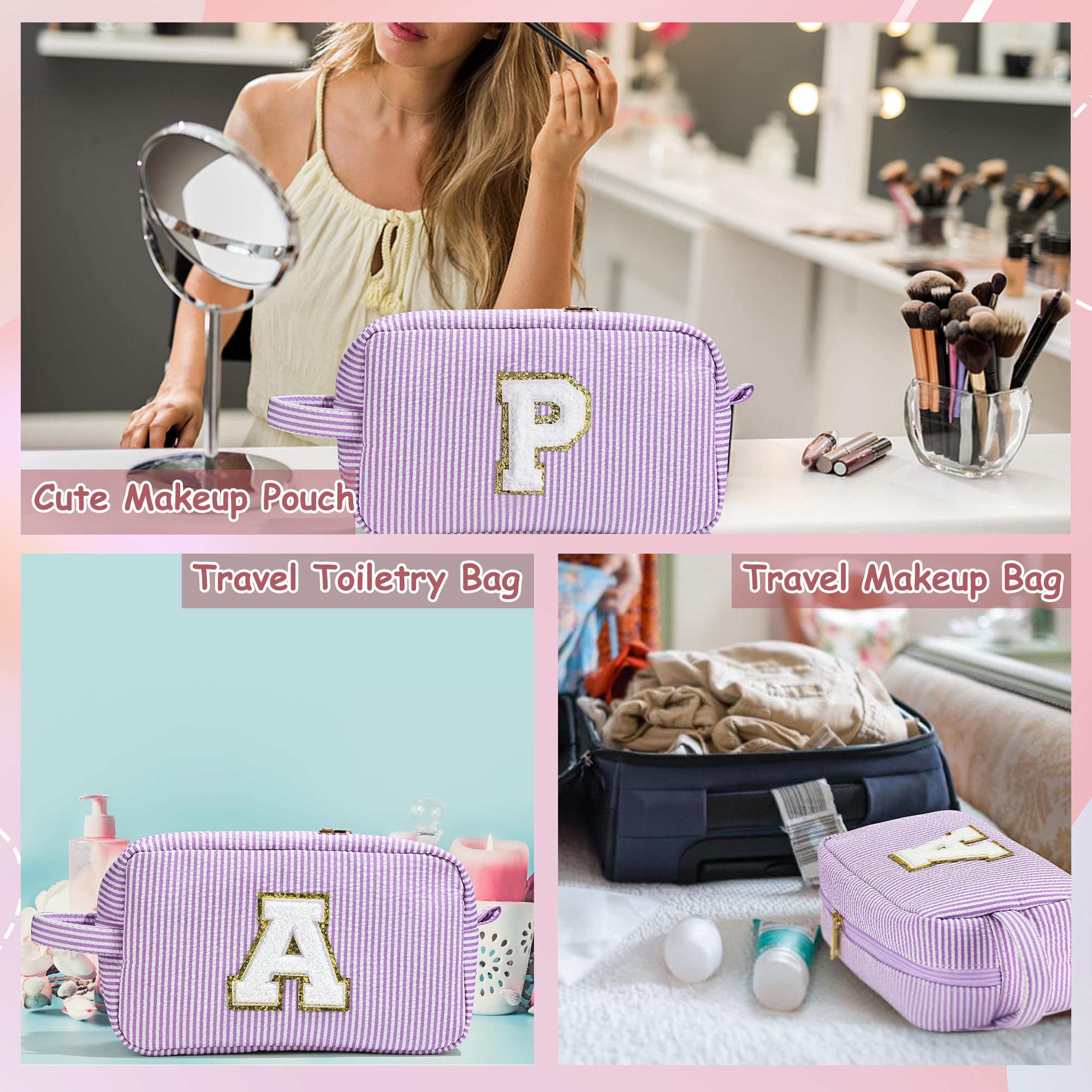 YOOLIFE Gifts for Teen Girls - Valentines Day Gifts for Kids, Gifts for 5 6 7 8 9 10 11 12 13 14 15 16 Year Old Birthday Gifts, Teen Girl Gifts Trendy Stuff, Teenage Girl Gifts, Initial Makeup Bag M