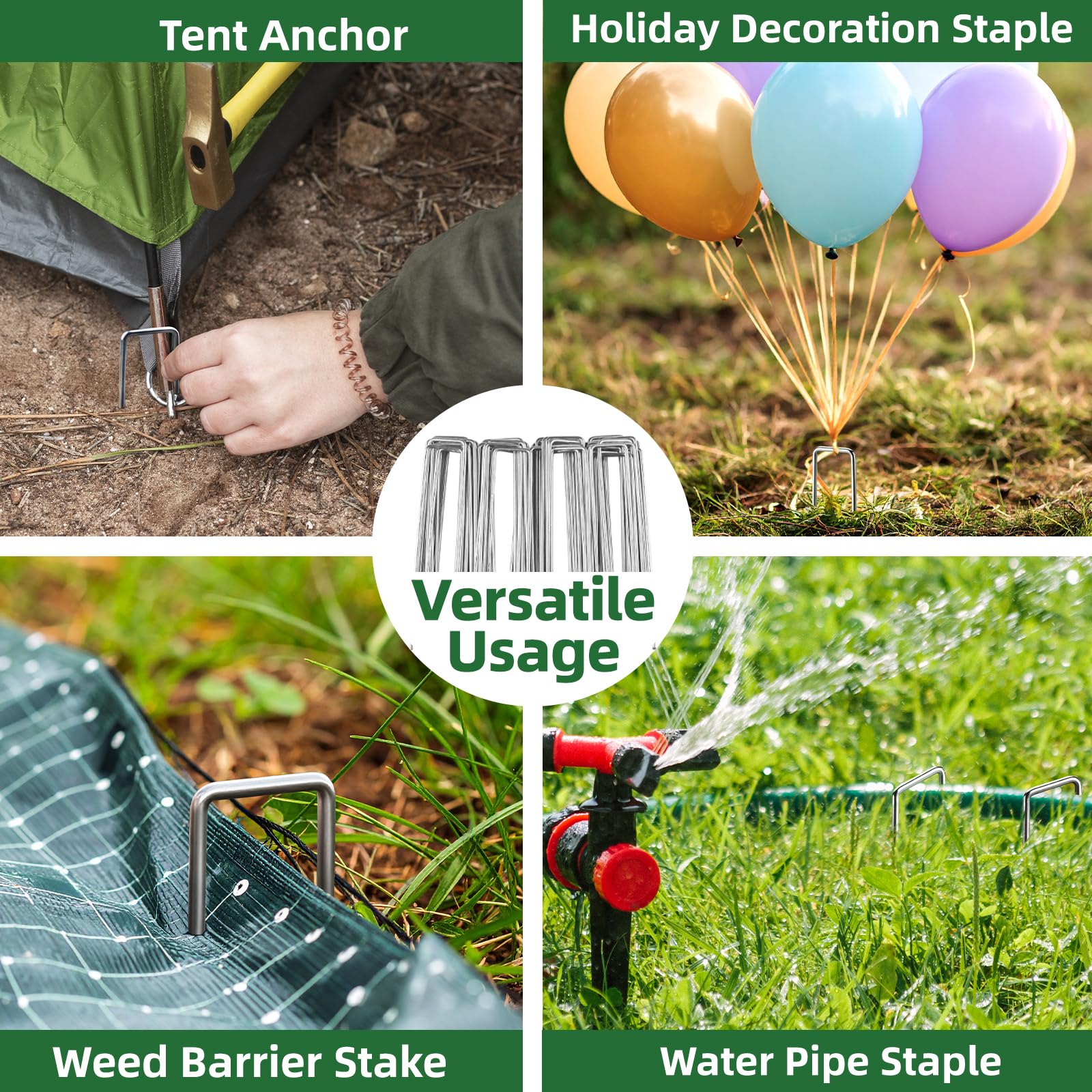 6 Inch Galvanized Landscape Staple, 11 Gauge Heavy Duty Garden Stakes for Barrier Fabric,Tent Stake,Plant Stakes Ground Anchors (25)