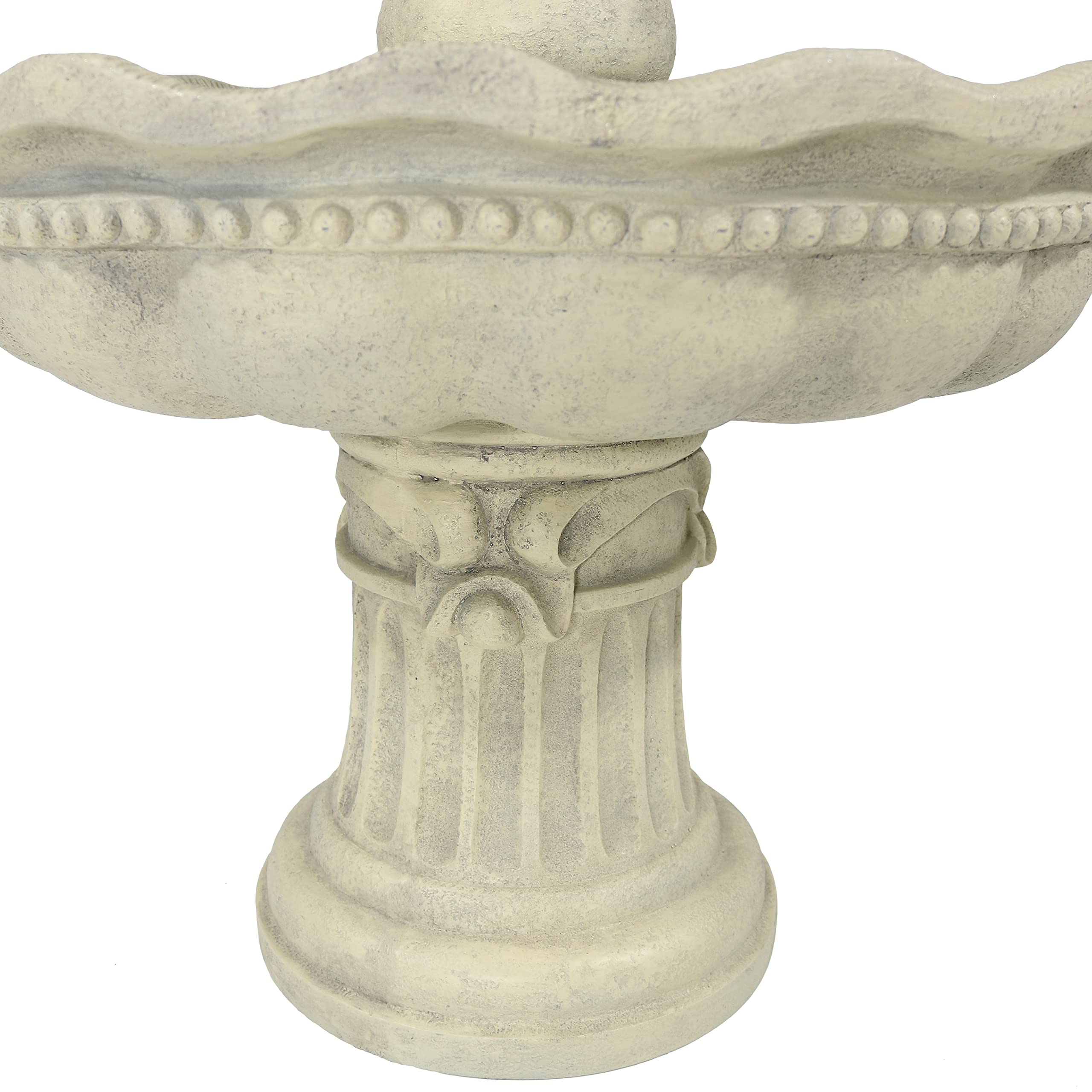 Sunnydaze 51-Inch Electric Water Fountain - Outdoor Water Feature - 3-Tier Outdoor Fountain with Pineapple Top - White