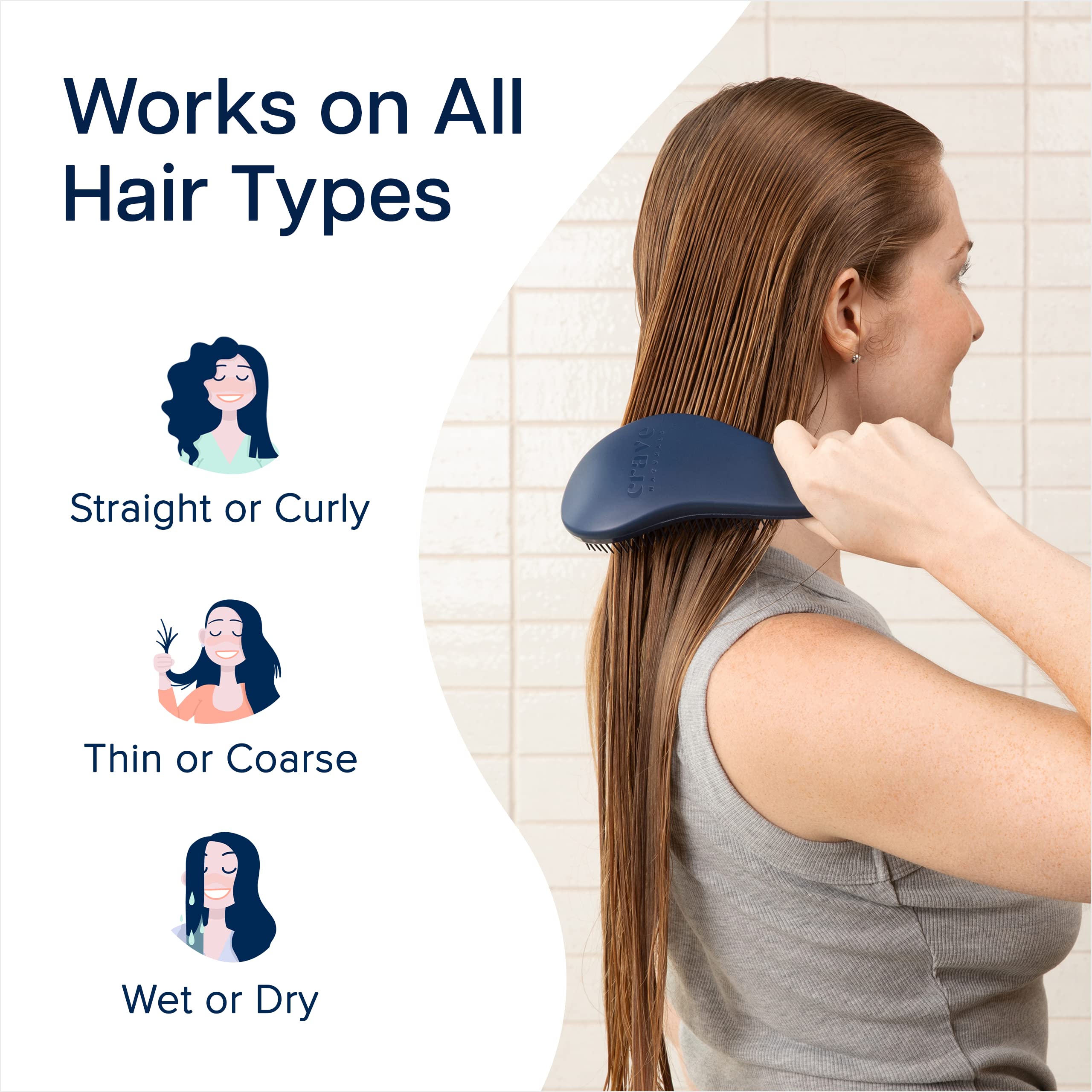 Crave Naturals Glide Thru Detangling Brush for Adults & Kids Hair - Detangler Brush for Natural, Curly, Straight, Wet or Dry Hair - Blue, 1 count