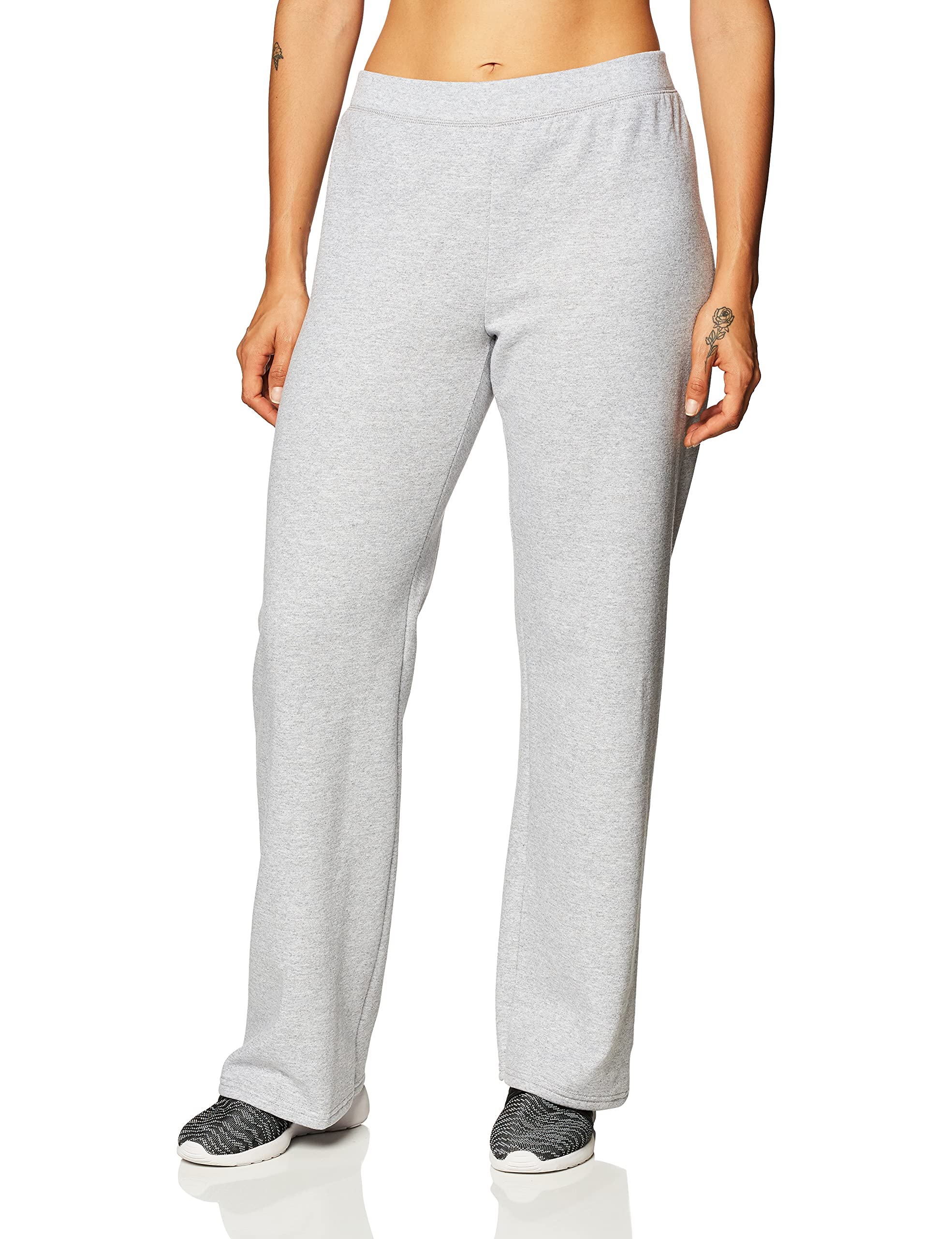 Hanes Women's EcoSmart Open Bottom Leg Sweatpants, Light Steel, Small