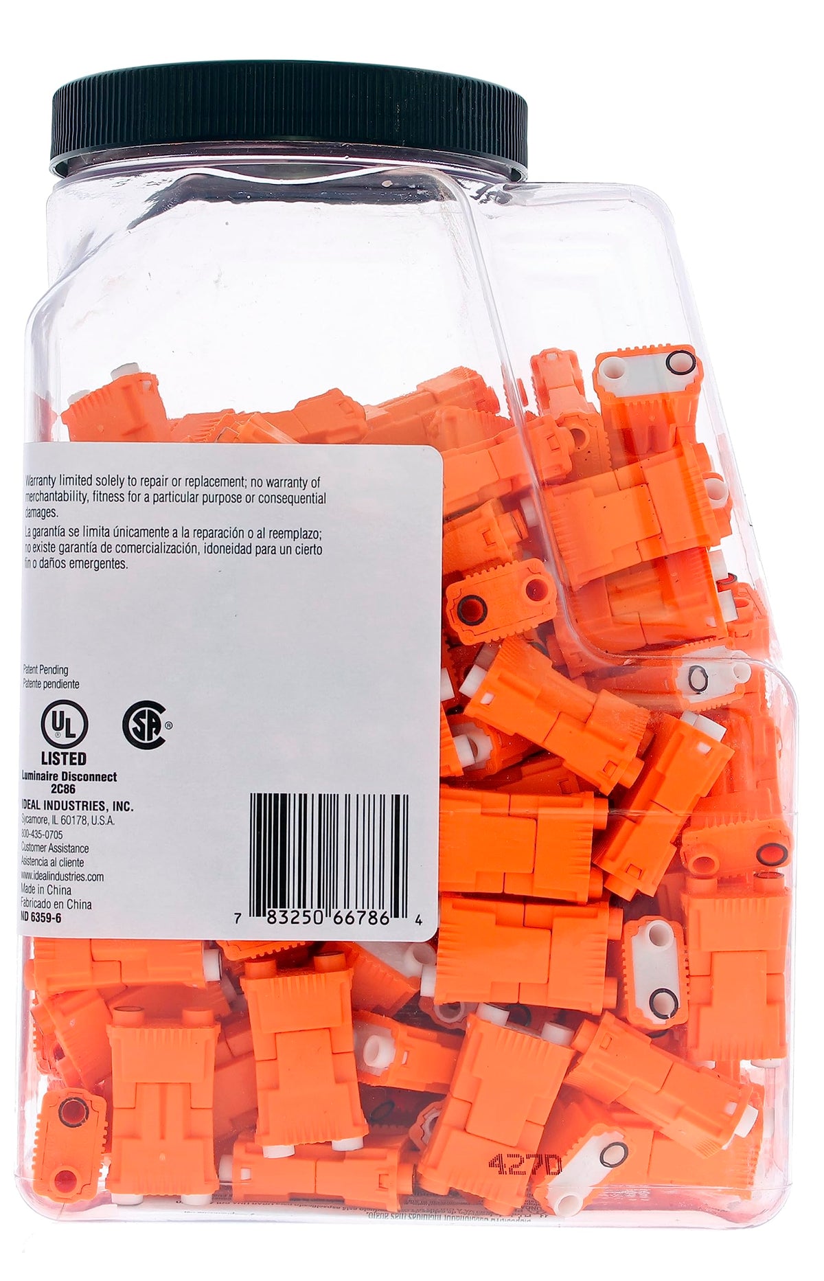 IDEAL Electrical 30-352J Luminaries Disconnect Power Plug 2 Wire, Orange, (150-Pack)
