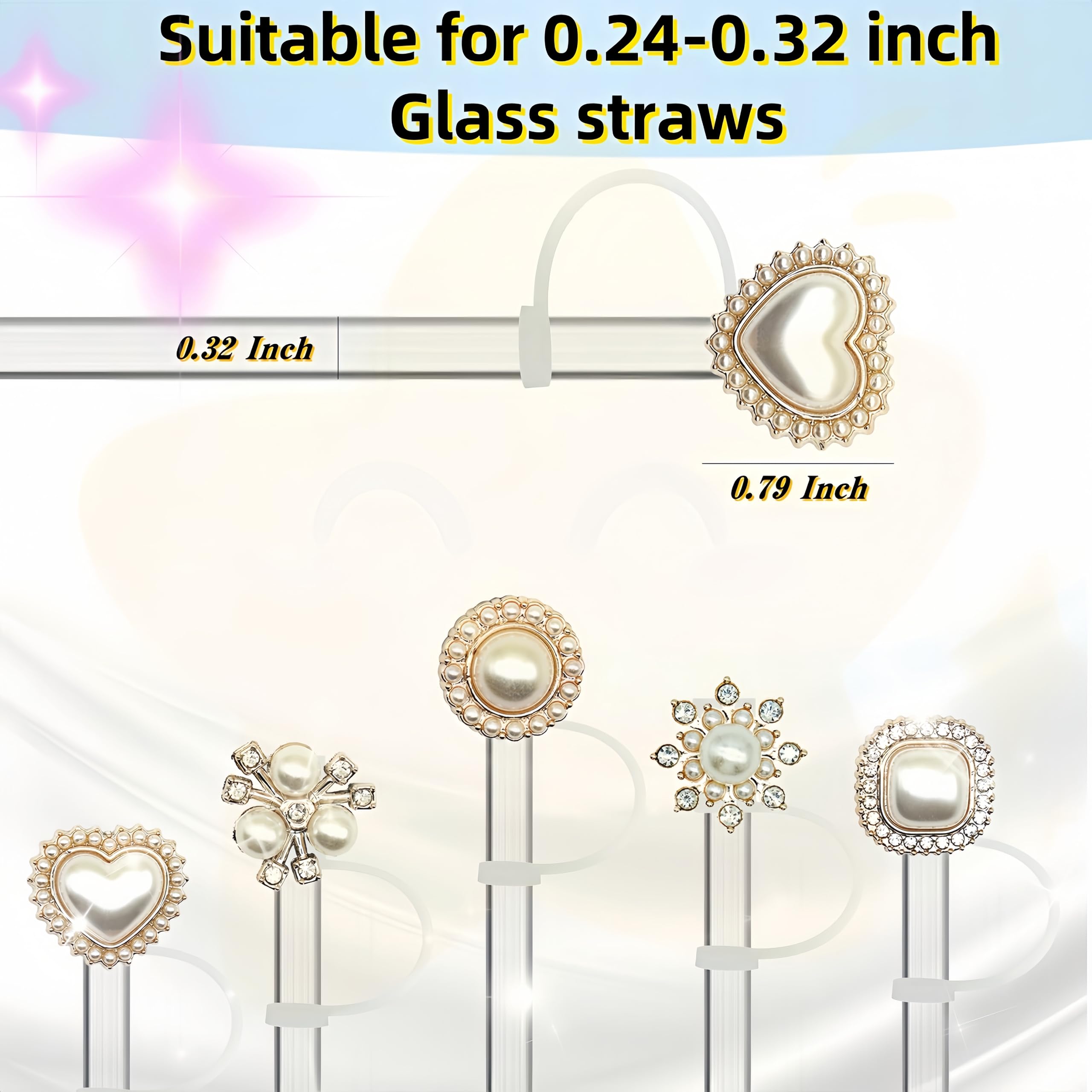 YKIAMGH Glitter Silicone Straw Toppers for Stanley Cup 30 40 oz, Reusable Cap Accessories for Simple Modern Tumbler, Cute Straw Cover for Water Bottle