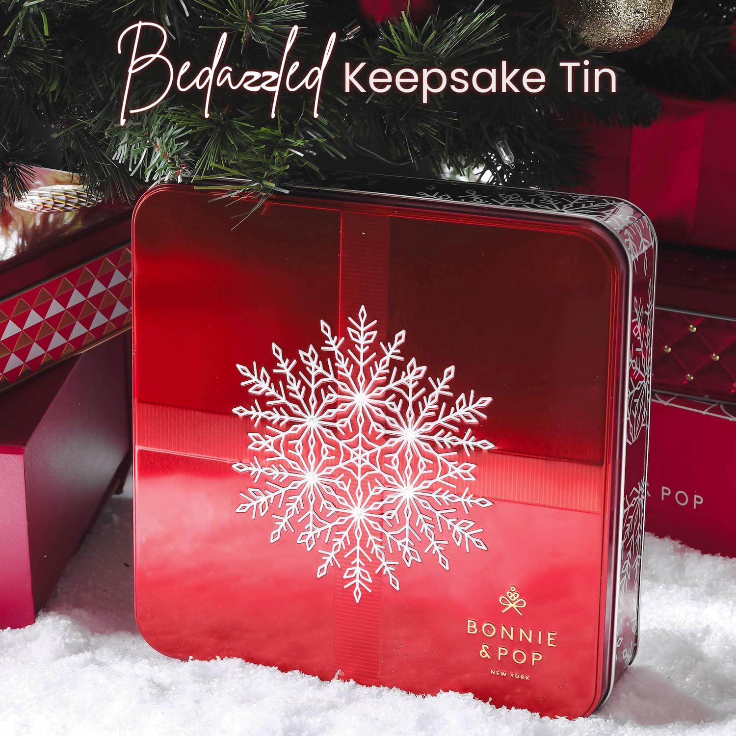 Bonnie and Pop's Holiday Tin- with Assorted Christmas Chocolate, Nuts, Bark, Truffles β Festive, Corporate, Family, Gift Basket Idea for Men and Women