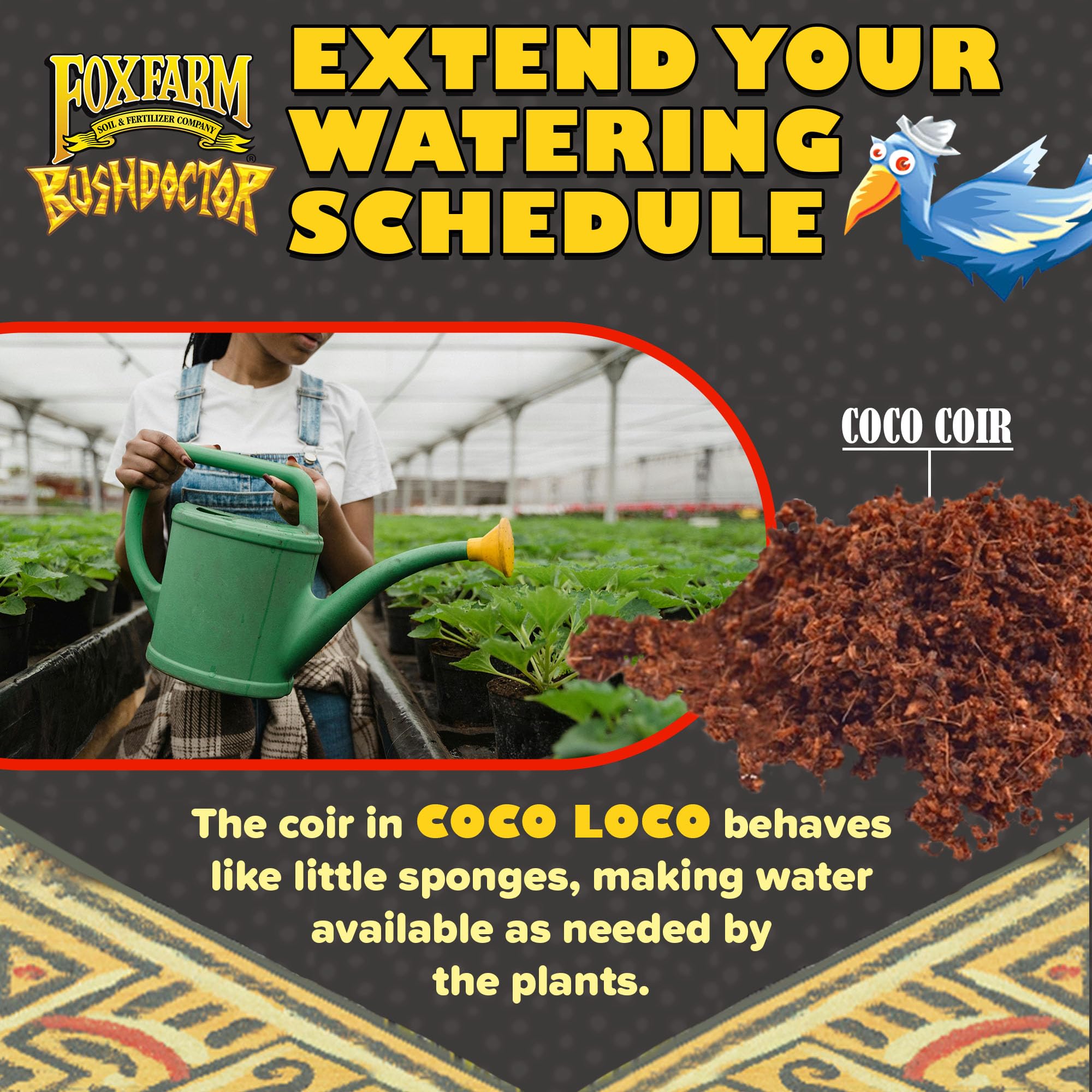 FoxFarm Bush Doctor Coco Loco Potting Mix, 2cu ft (Pack of 2) - Extends Your Watering Schedule, Triple-Washed to Reduce Salt Content - Perfect for Cultivating Healthy Plants