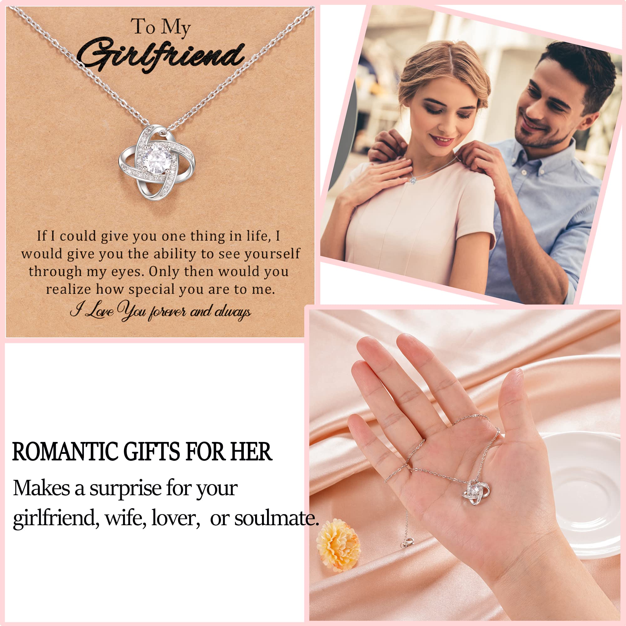 JOGDIAM Christmas Gifts for Girlfriend Necklace Romantic Love Knot Necklace Jewelry Birthday Gifts for Her Girlfriend from Boyfriend