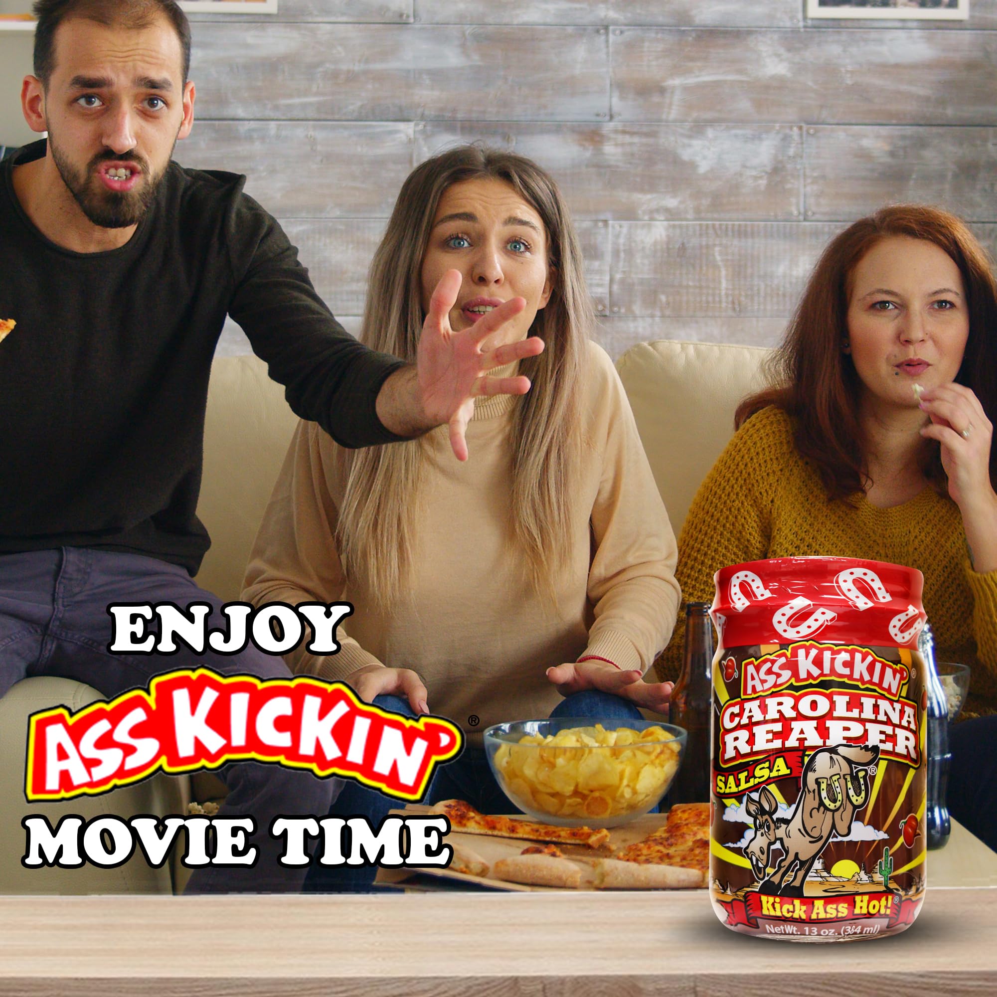 KICKIN' Carolina Reaper Hot Spicy Salsa - 13 oz. - Premium Gourmet Spicy Hot Carolina Reaper Salsa for Tortilla Chips, Veggies, and Breakfast Burritos – Warning - Try if you Dare!