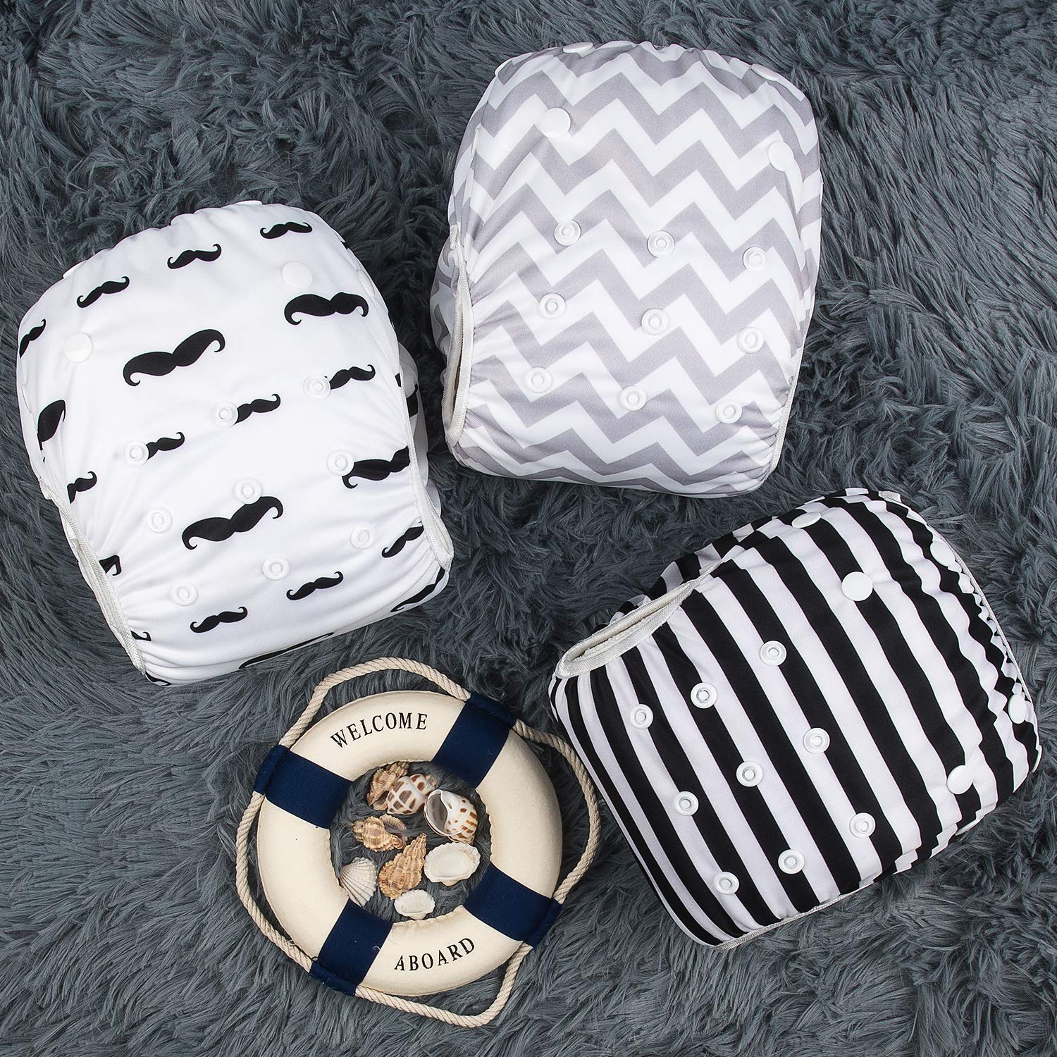 Alva Baby Swim Diapers 3pcs Reuseable Washable & Adjustable for Swimming Lesson & 0-2 Years Baby Boy Girl 3SWY01