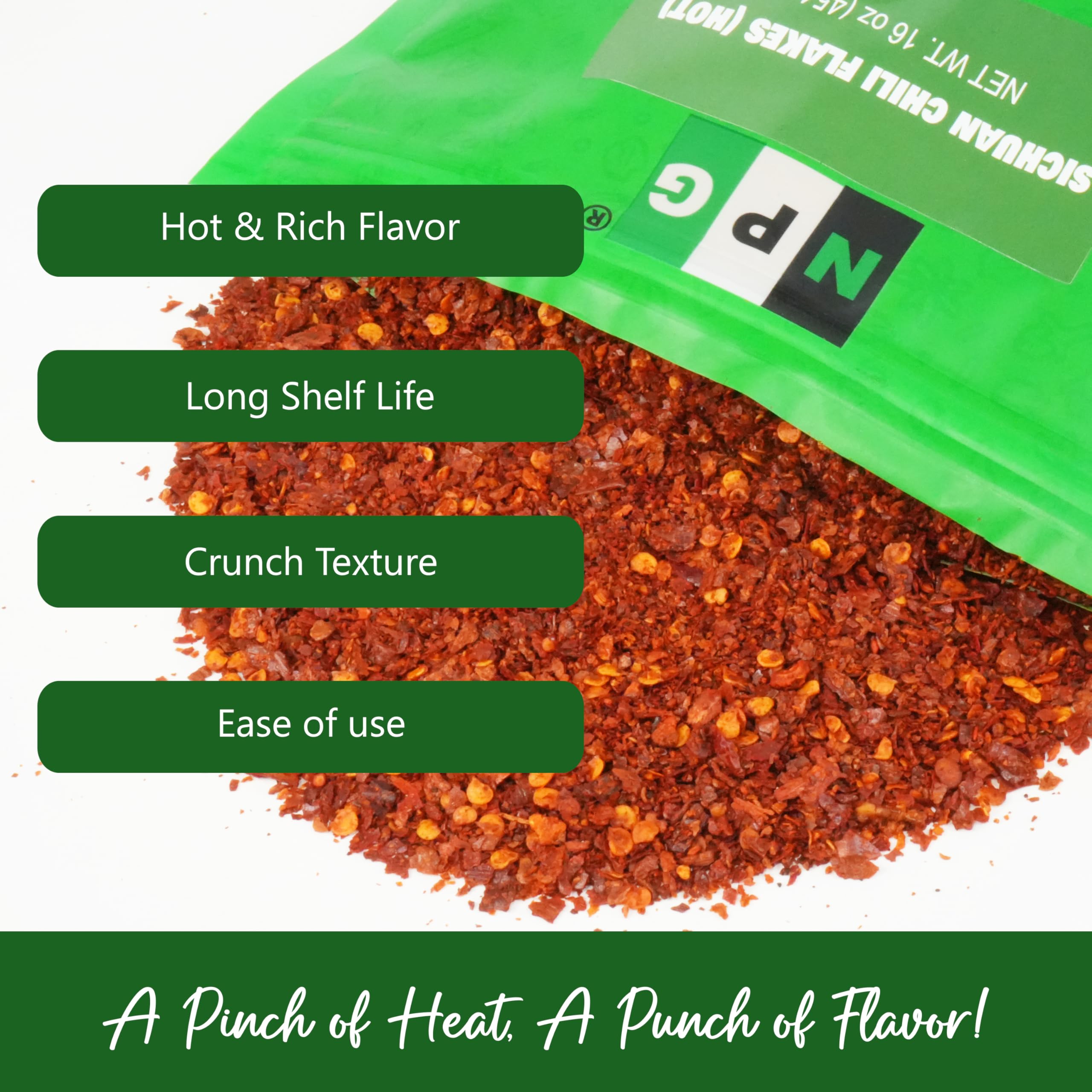 NPG Authentic Sichuan Chili Flakes 16 Oz, Extra Hot, Szechuan Crushed Red Pepper Flakes Bulk, Essential Spice Seasoning for Making Kimchi, Chili Oil, Stir-fry, Pizza, Salads, and Tacos