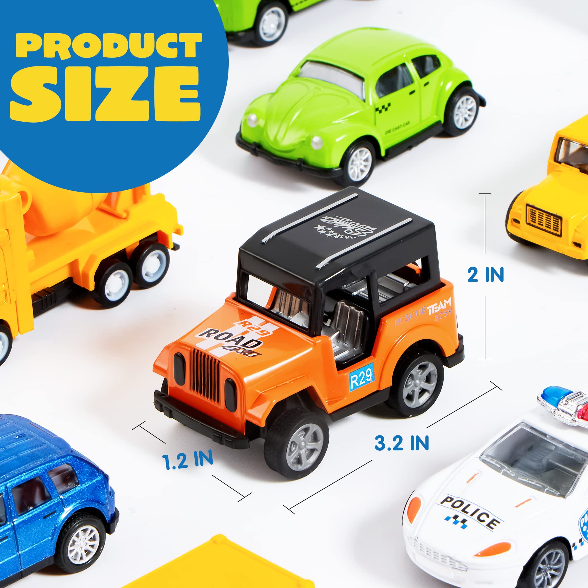JOYIN 20PCS Die Cast Metal Pull Back Toy Cars, Vehicle Set for Toddlers, Child Party Favors, Cake Toppers, Stocking Stuffers, Race Cars for Boys, Gift Set for Babies