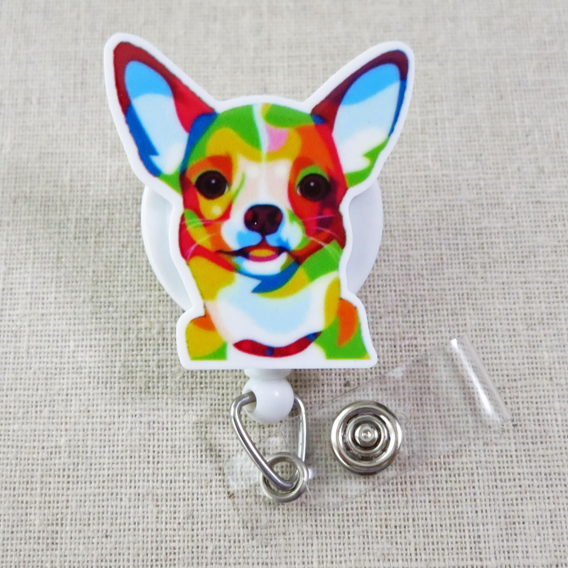 Dog Badge Reel, Chihuahua Nurse Badge Reel, Funny Animal ID Holder, Cute Chihuahua Puppy ID Badge Clip, Vet Tech Veterinarian Badge