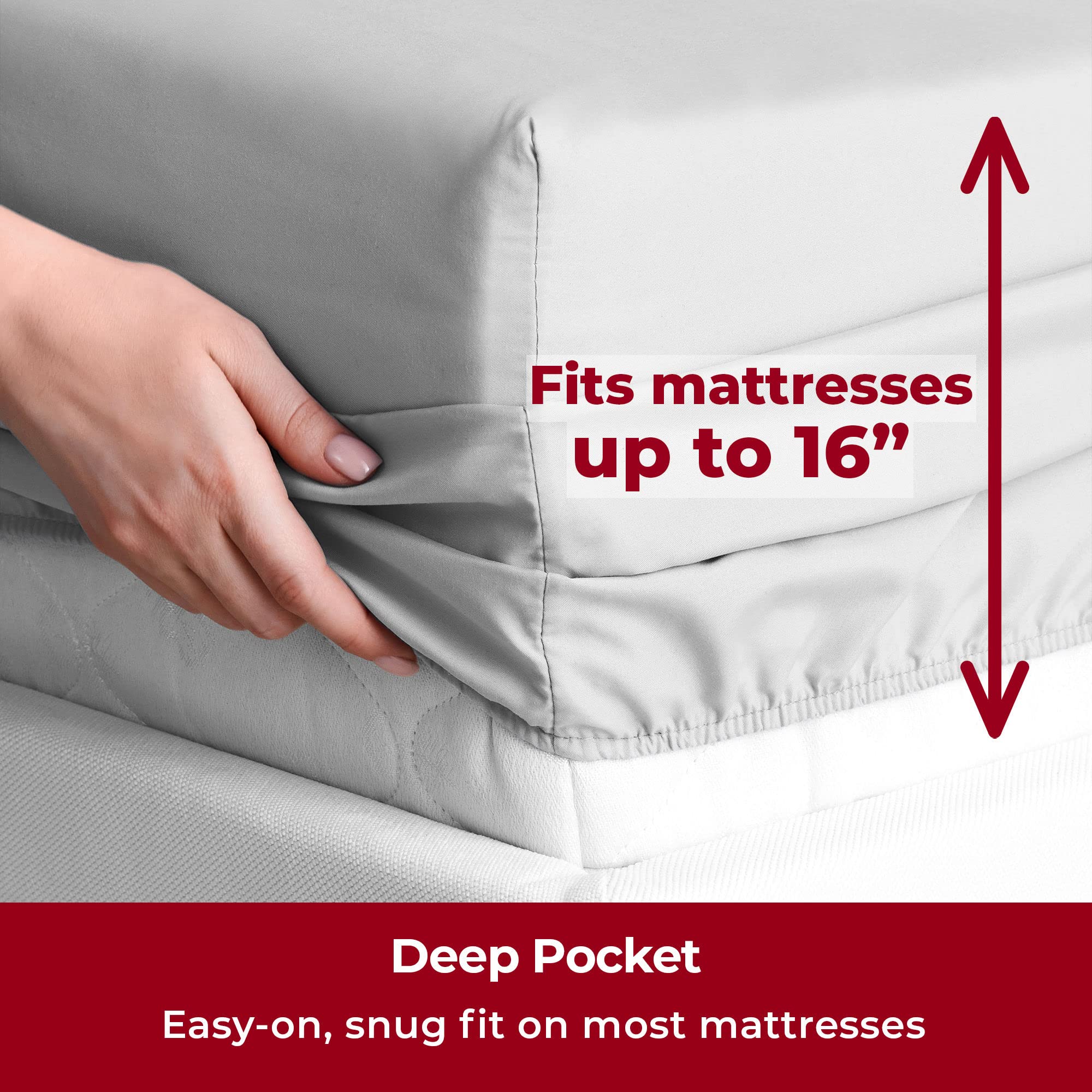 Mellanni 4PC Bed Sheet Set + 6PC Bed Sheet Set Bundle&Save - 10 PC Iconic Collection Bedding Sheets & Pillowcases - Bundle Includes: 2 Flat Sheets, 2 Fitted Sheet and 6 Pillowcases (Queen, Light Gray)