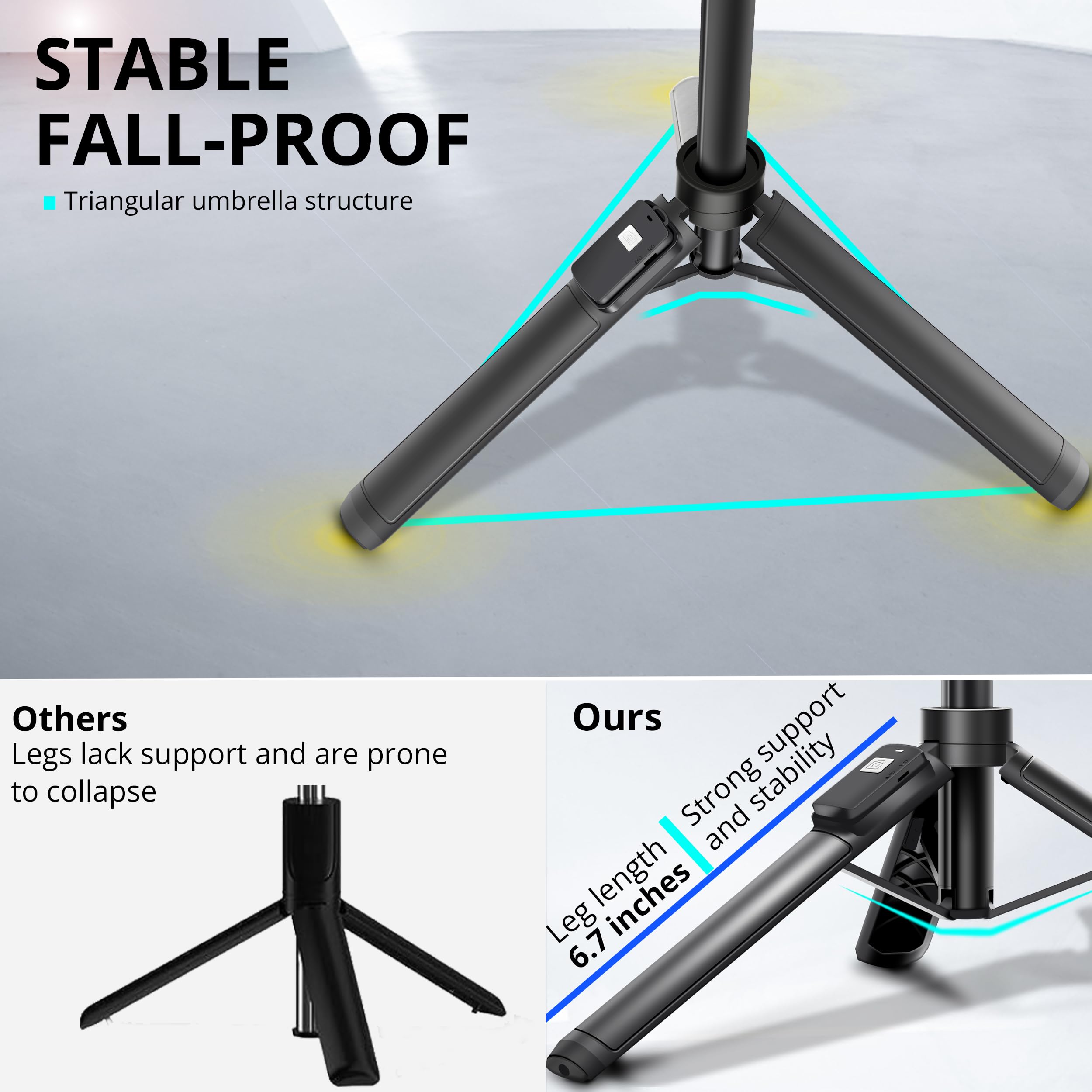 Selfie Stick, 50 inch Selfie Stick Tripod with Wireless Remote, Phone Tripod Stand Compatible with iPhone 14 13 12 11 pro Samsung Note 20 10 S20…