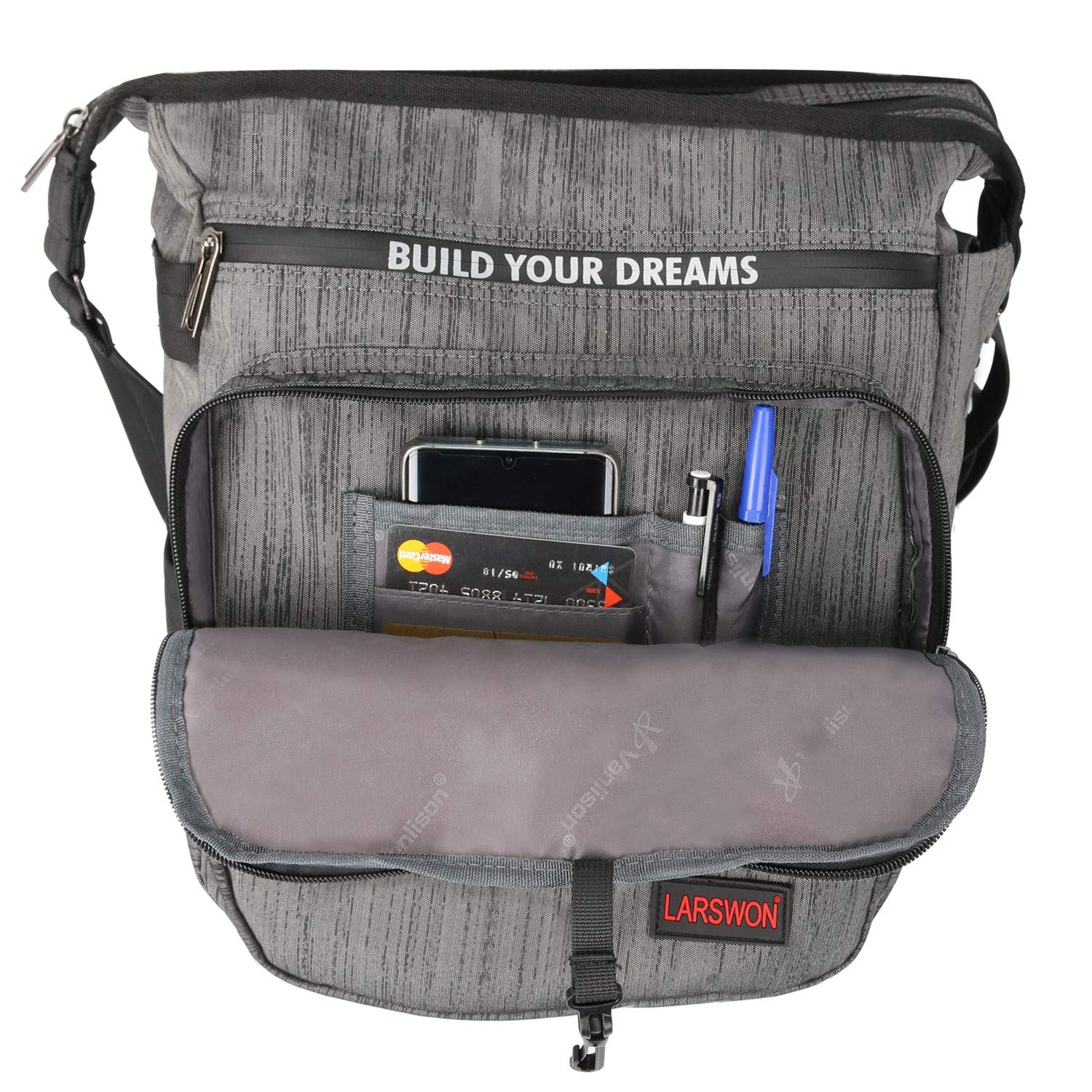 Vertical Messenger Bag, Crossbody Bag, Larswon Shoulder Bag Laptop Bag Satchel Blue