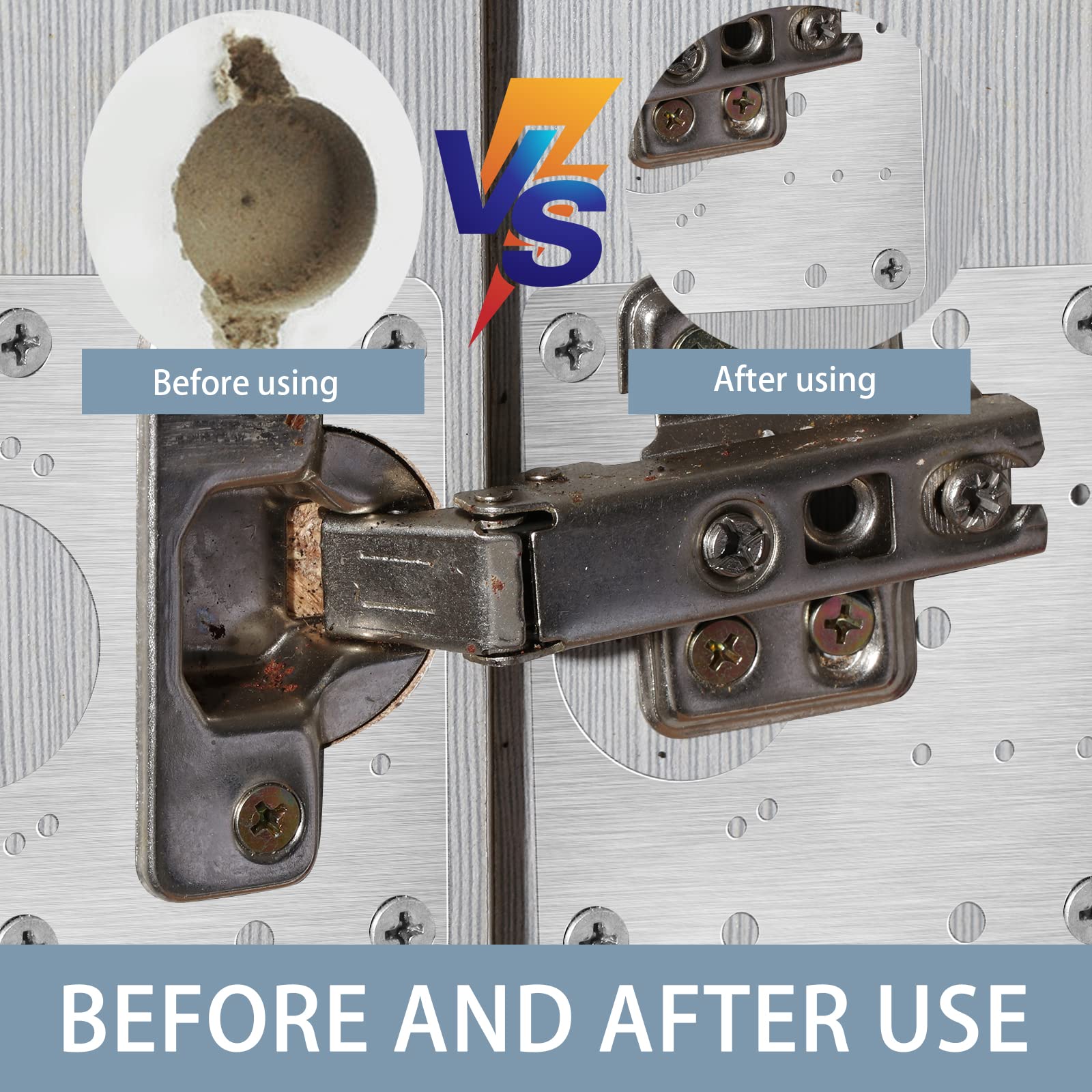 4 Pcs Hinges Repair Fixing Plates, Stainless Steel Board Cabinet Hinge Repair Replacement Kit for Kitchen Cupboard Door Locker Door Hinges