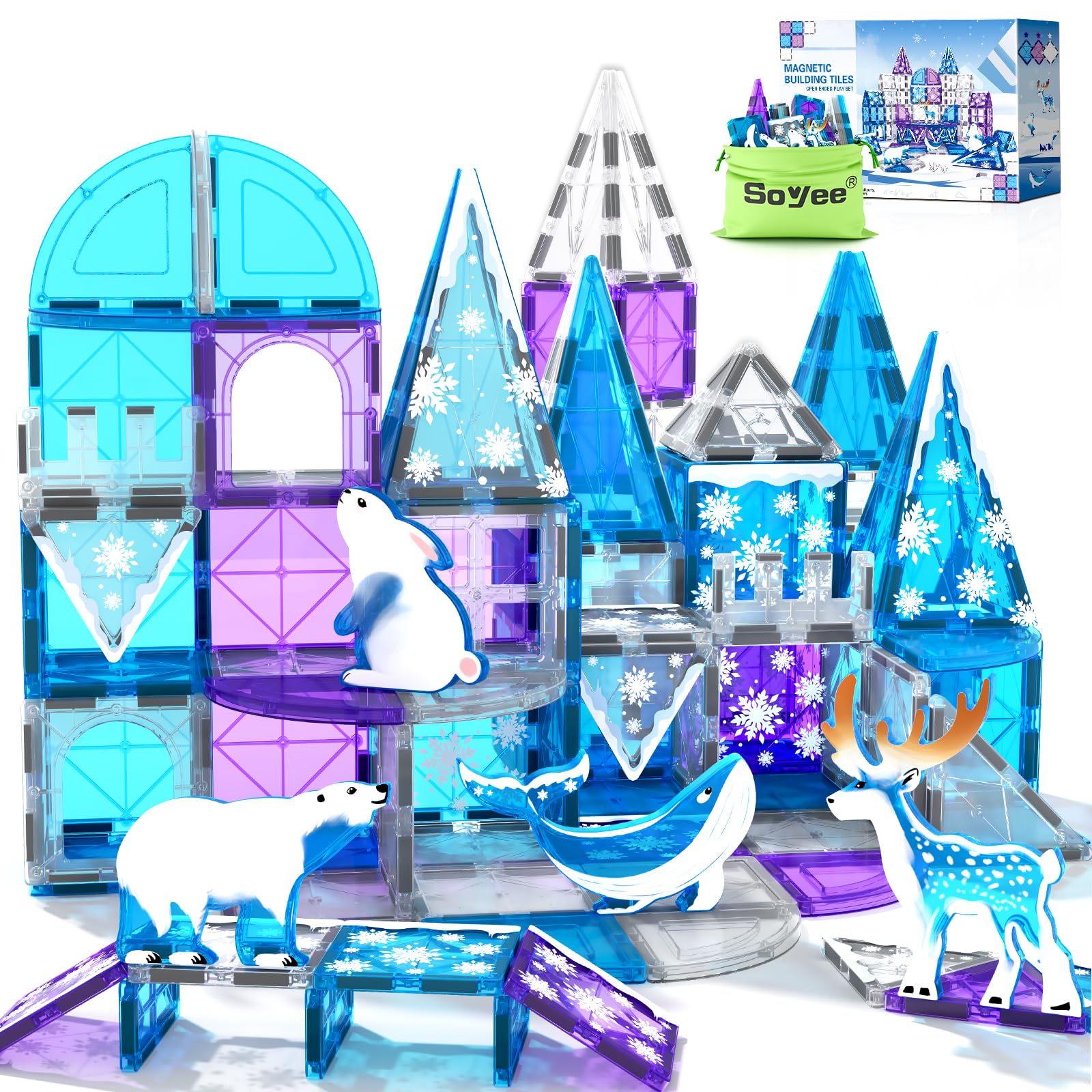 Magnetic Tiles Arctic Animals Frozen Toys for Girls Age 3-4 4-7 Toddler Kids Toys Magnetic Blocks Building Set Kids Games STEM Toys for Girls and Boys Ages 3 +