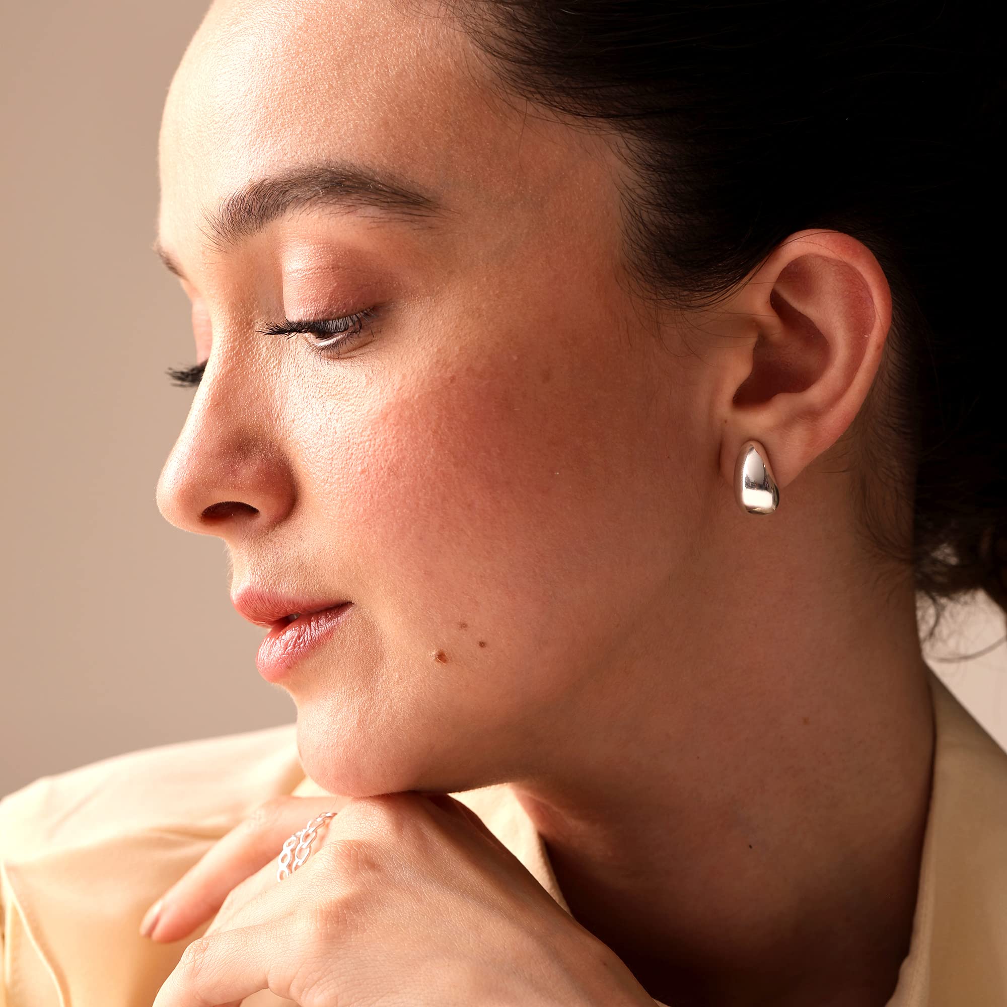 LeCalla Mothers Day Gifts For Mom Sterling Silver Omega Back Earrings Omega-Clip Back Pierce Earrings Dome Clip On Large Omega Stud Earrings for Women