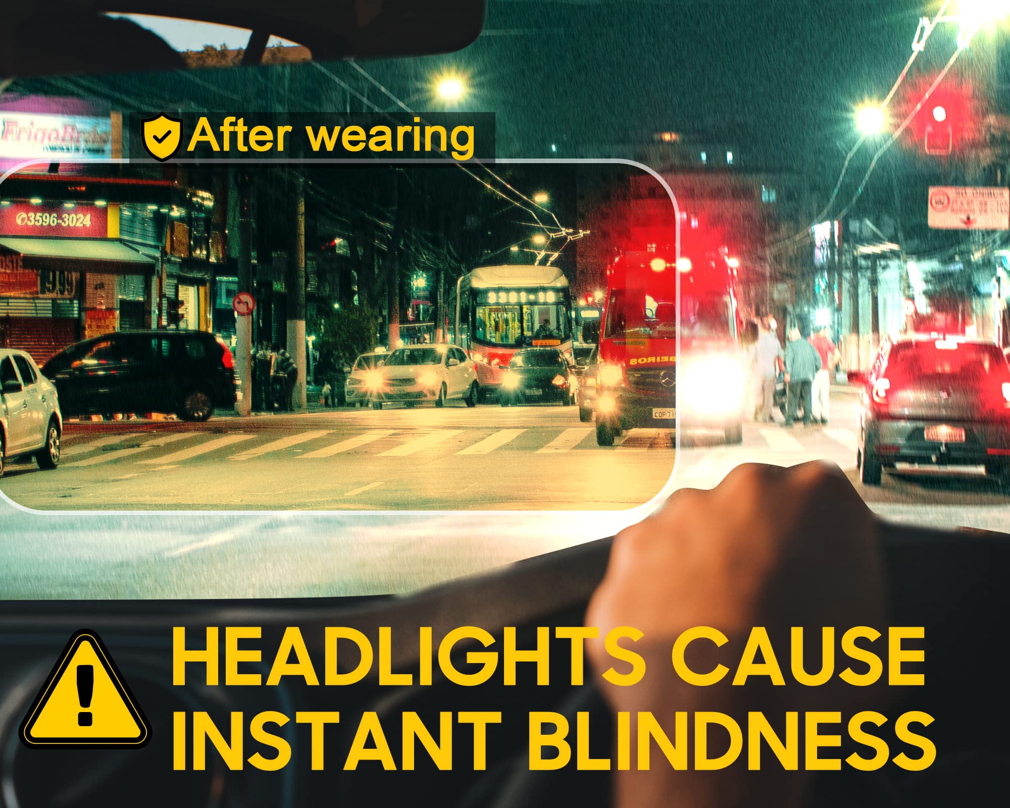 TJUTR Women's Night-Vision Glasses for Driving, Polarized Yellow Lens Reduce Glare Safety Nighttime UV Protection