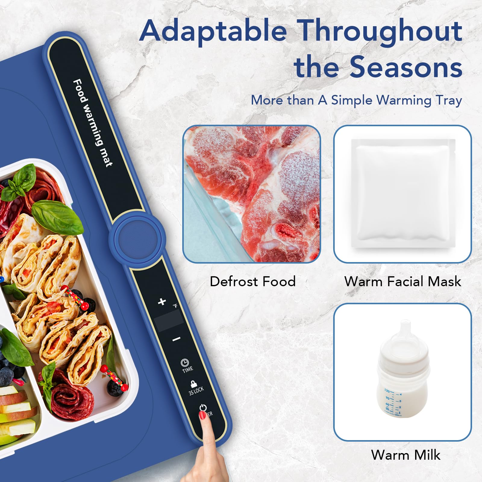 Food Warming Mat, Electric Warming Tray, 9 Heat Settings, Full Surface Heating, Rollable & Portable, Premium Silicone Nano-Material, Easy to Clean, Ideal for Parties, Buffets, and Daily Use (Green)