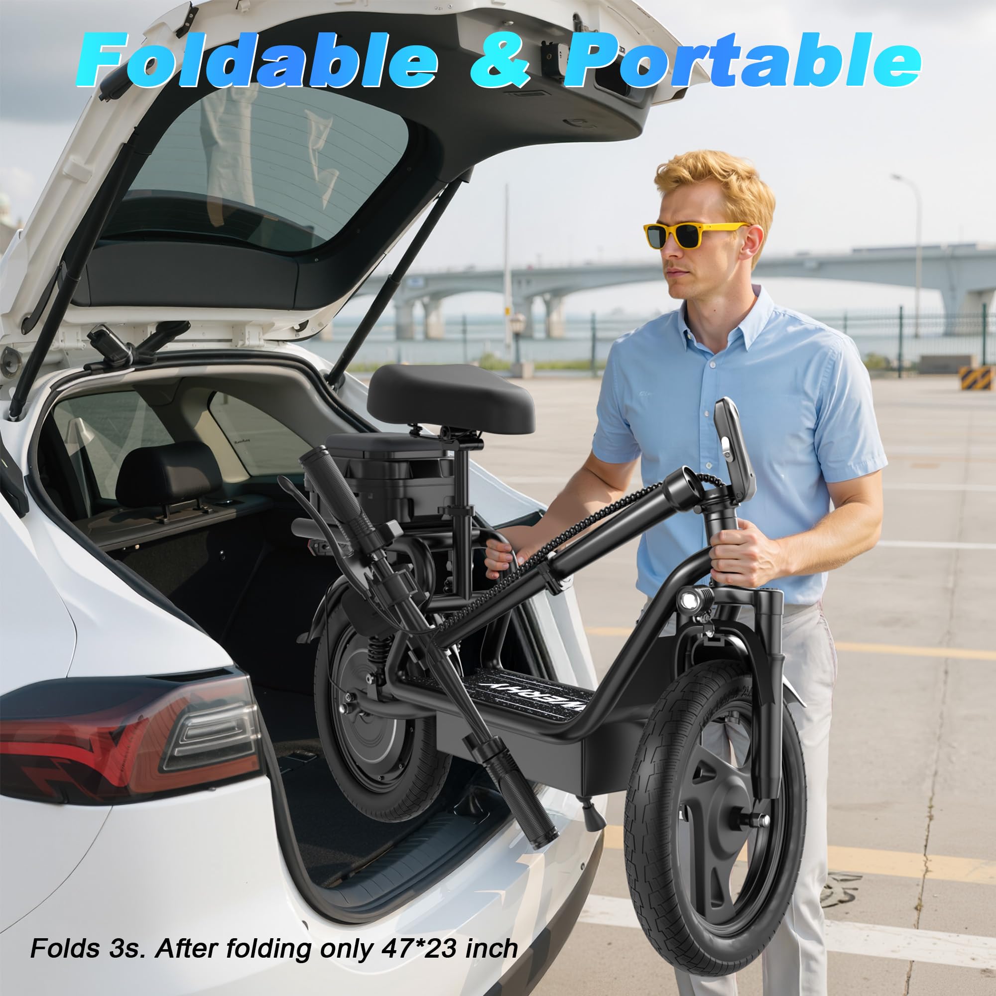 WERHY Electric Scooter,500W Motor, 14'' Tires, Top Speed 22 mph, Max 27/49 Miles Ranges, Foldable E-Scooter with Suspension &Adult, Digital Display, Cruise Control,Rear Seat Box