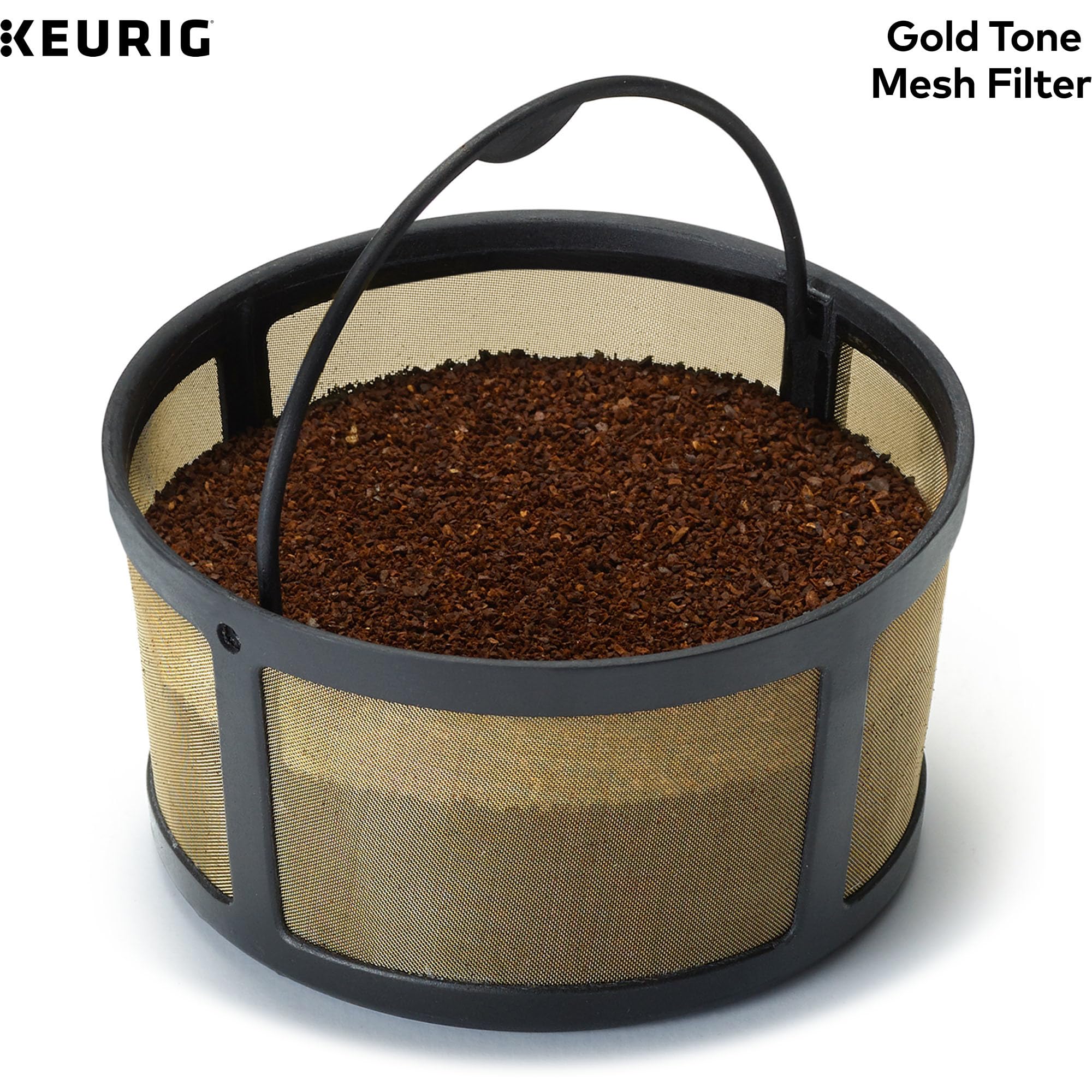 Keurig Reusable Mesh Ground Coffee Filter, Compatible with K-Duo Essentials and K-Duo Brewers only, Eco-Friendly Way to Brew a Carafe, Gold Tone Mesh