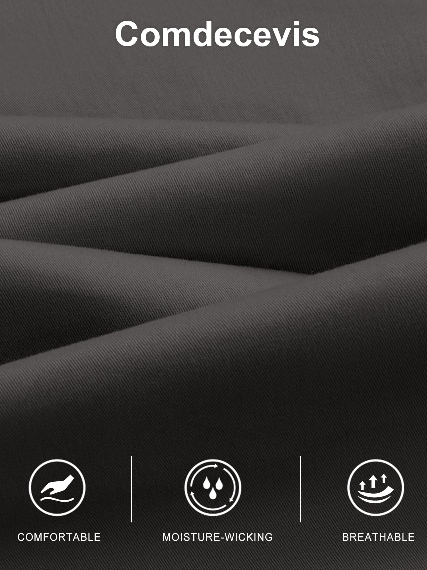 Comdecevis Men's Casual Cargo Pants Workout Joggers Stretch Sweatpants Hiking Drawstring Tactical Pants with Multi Pockets Dark Grey