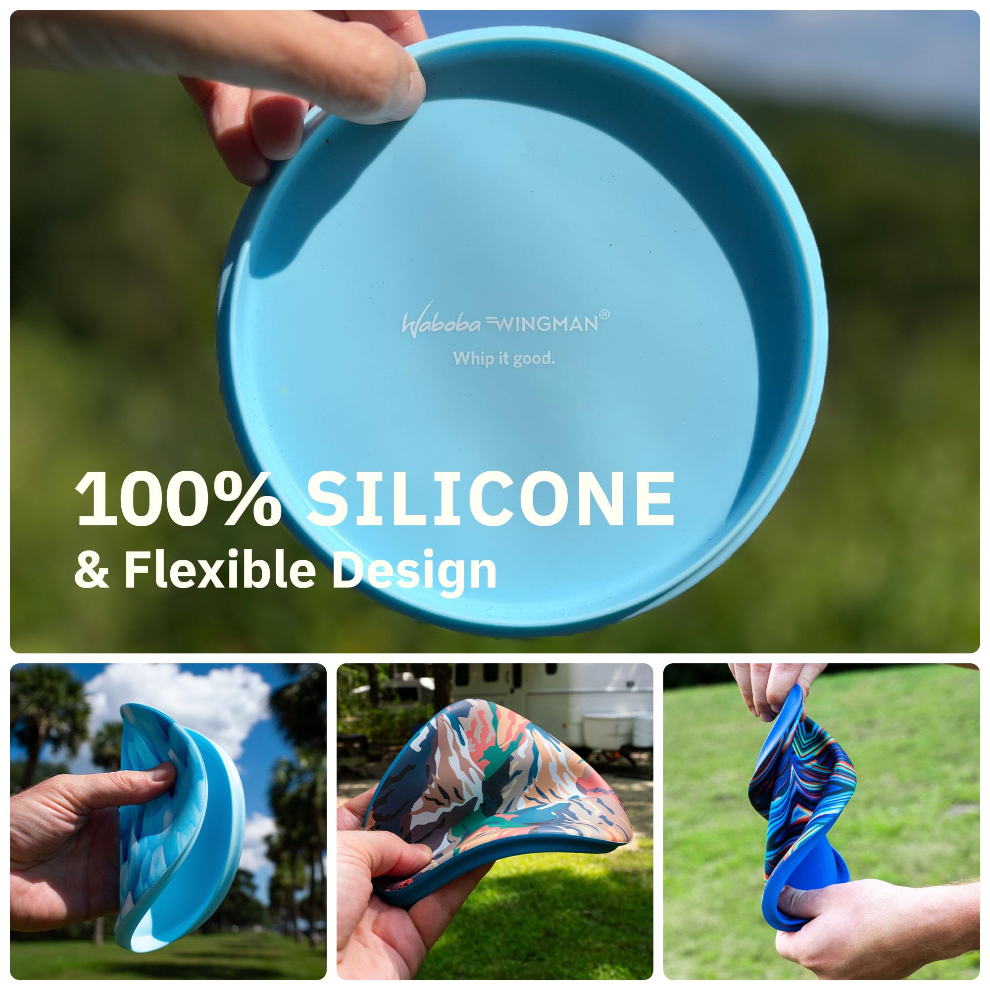 Waboba Wingman-Foldable Silicone Disc-Fly Straight and Far, Perfect for Kids and Adults (Liquid Drops)