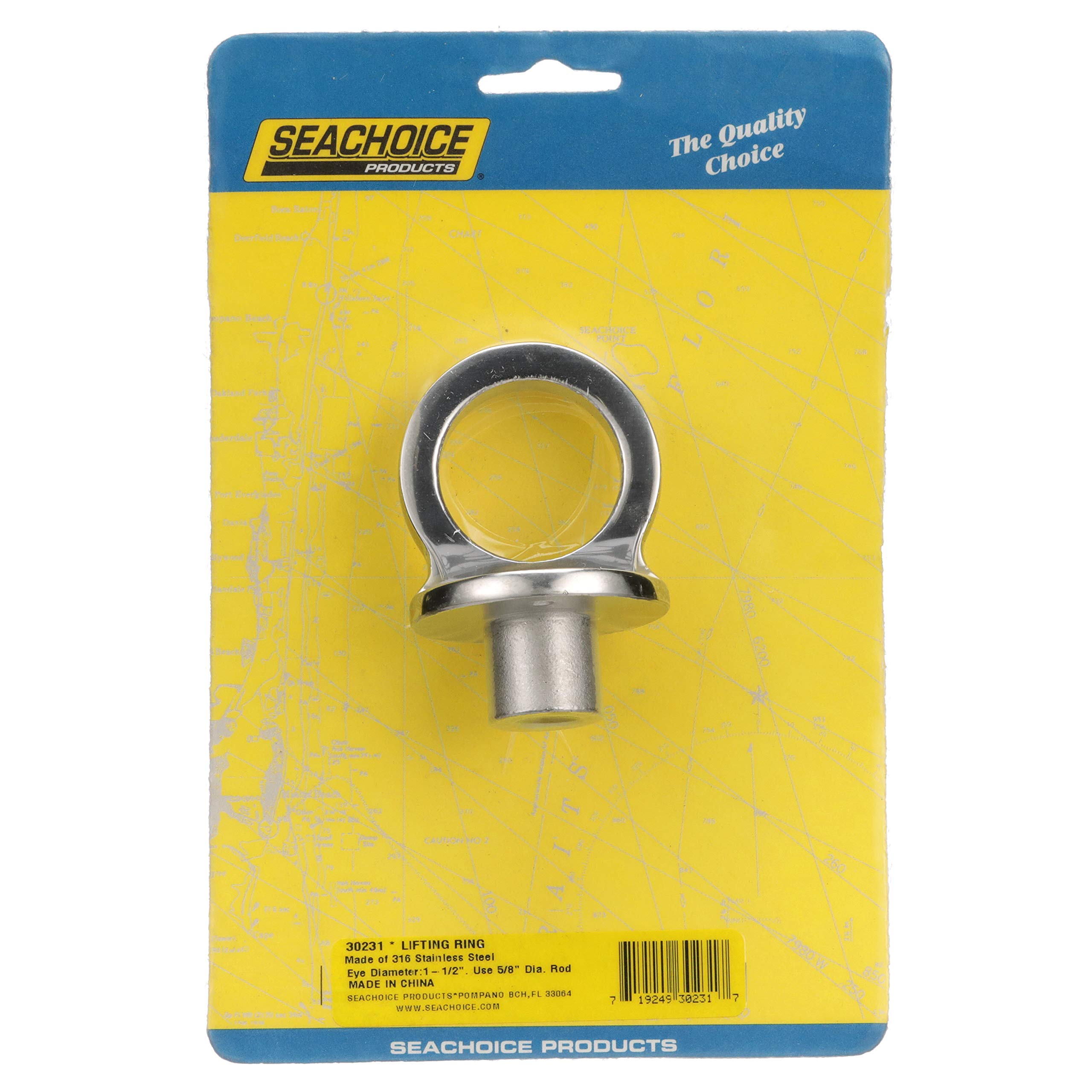 Seachoice 316 Stainless Steel Lifting Eye Without Cleat, 1-1/2 in. ID Ring Eye