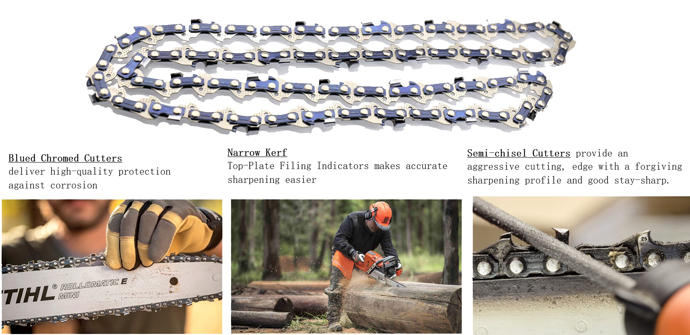 LTACOOL 18 Inch Chainsaw Chain 0.063 0.325 74DL Compatible with Stihl 26RM3 74 MS260 MS261 MS270 MS280 MS290 MS360 MS361 MS380; TriLink CL26374TL2 ; Oregon 22BPX074G L74; Husq. H28-74