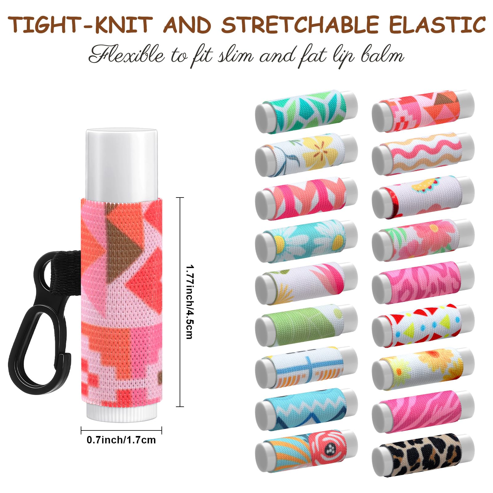 36 Pcs Lip Balm Holder Keychain Lip Gloss Holder Keychain Floral Patterns Lip Balm Sleeves with Clip Clip on Lipstick Keychain Sleeves Holder
