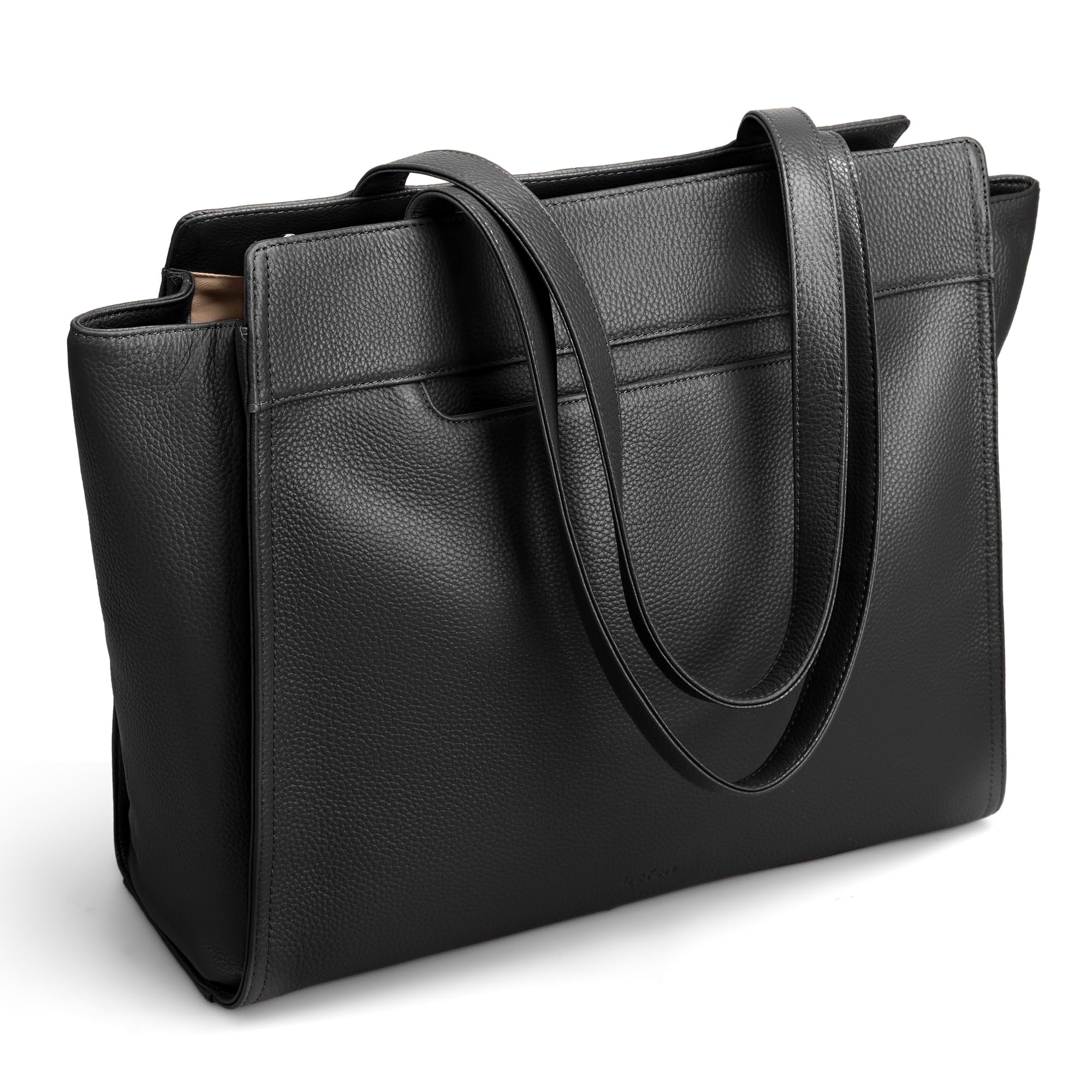 befen Genuine Leather Tote Bag for Women Work,Black Leather Tote Bag,Large Women's Zippered Shoulder Bags Purses Satchel Handbags with Top Handles Work Purse for Daily Travel