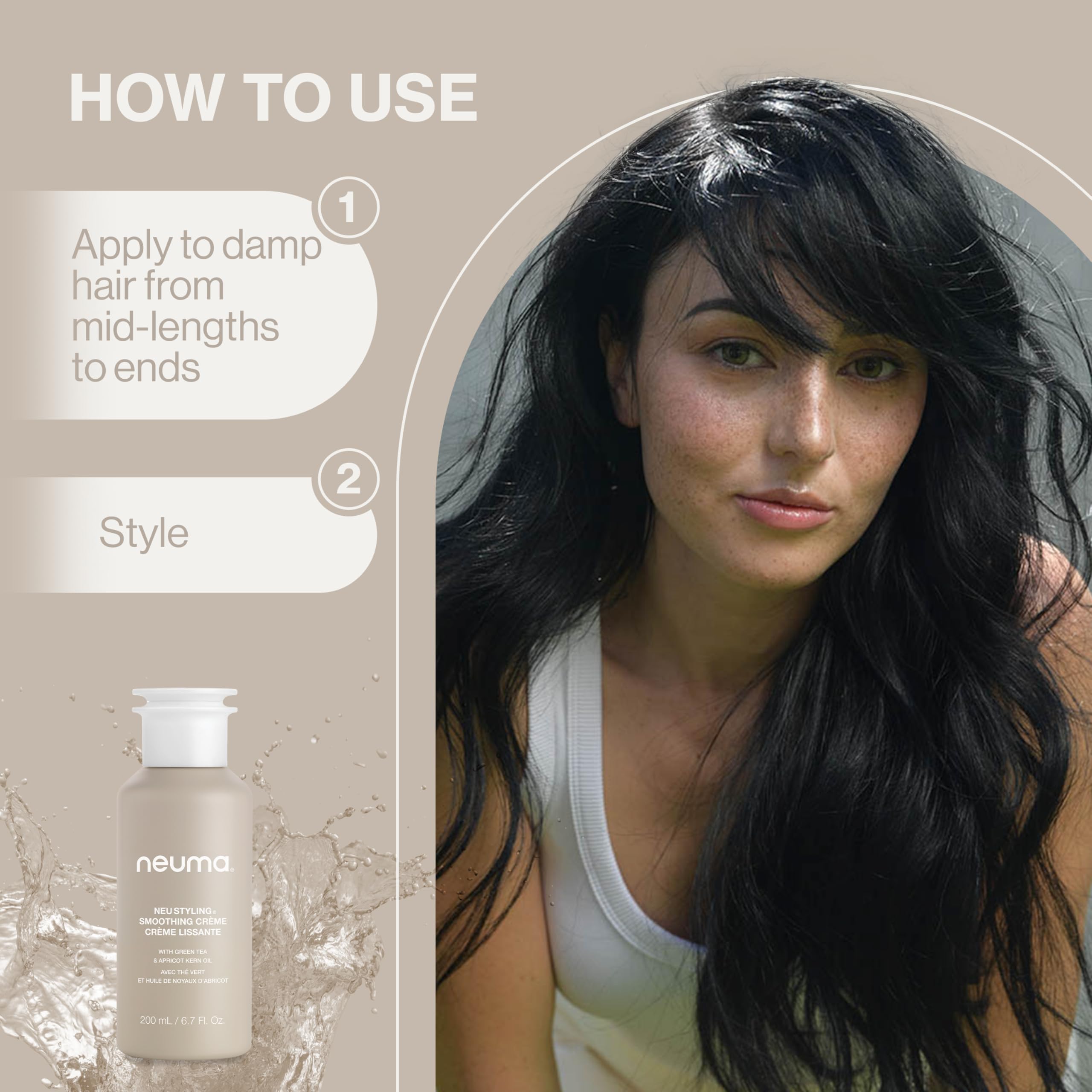 NEUMA Neu Styling Smoothing Crème 6.7 Fl. Oz. Anti-Frizz Styling Cream with Lavender, Mandarin & Vanilla Scent, Hair Smoothing Cream