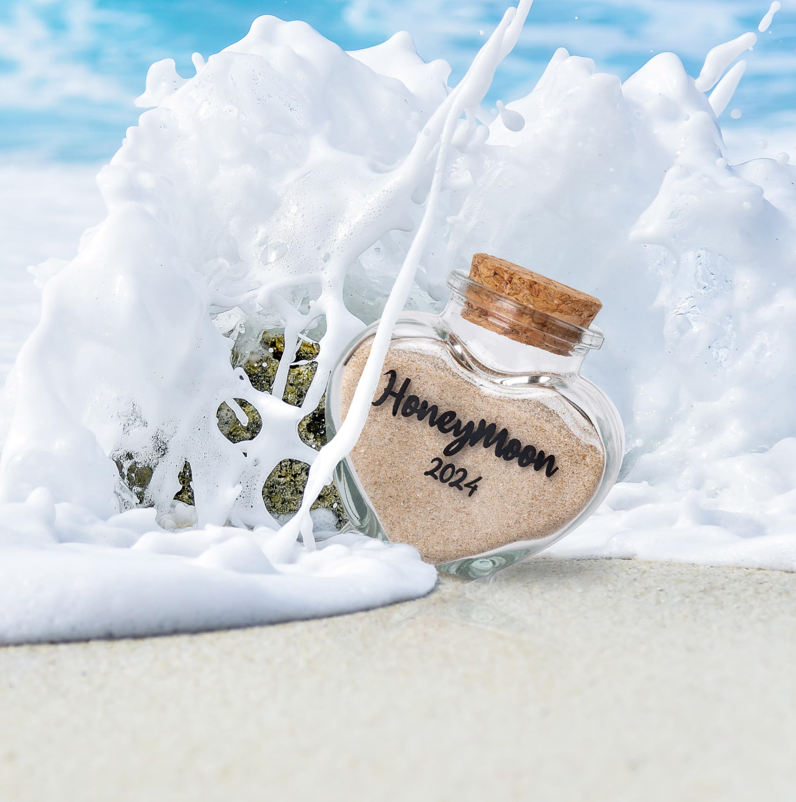 TUNGURIS Honeymoon Sand Keepsake Jar 2024,Bridal Shower Gift, Wedding Gift, Engagement Gift, Honeymoon Gift, Travel Gift for Couples, Newlywed, Fiance(Gift Box Includes) - 40ml Glass
