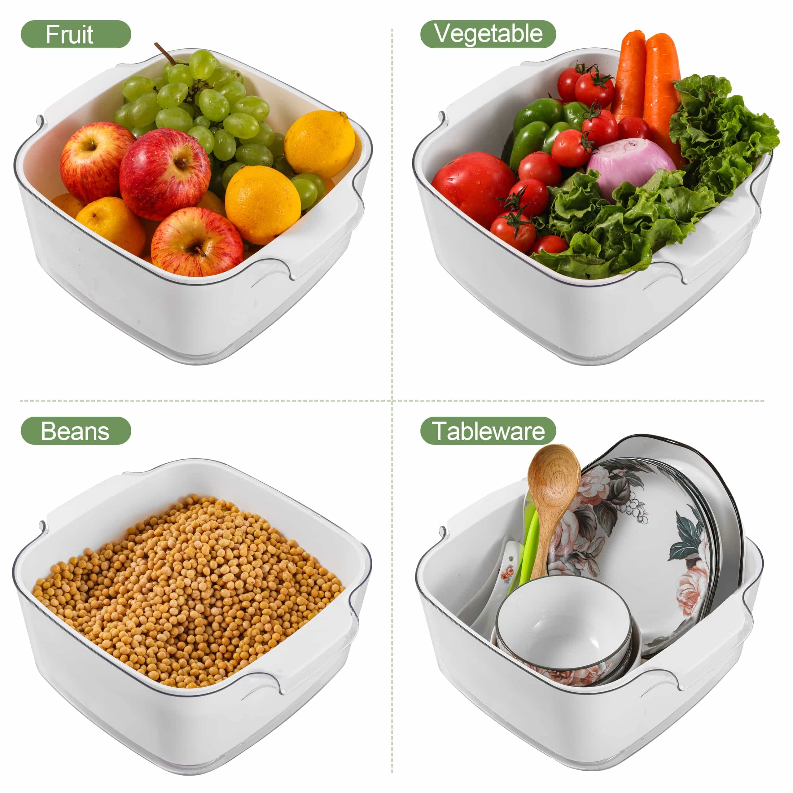 HNNJCK 8.2 Quart Kitchen Colanders Bowl Set, 2 in 1 Fruit Vegetable Washing Food Strainers, Large Plastic Double Layered Strainer Basket for Pasta, Spaghetti, Berry, Salads, BPA Free